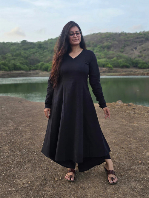 Black Kali kurta with Dhoti set