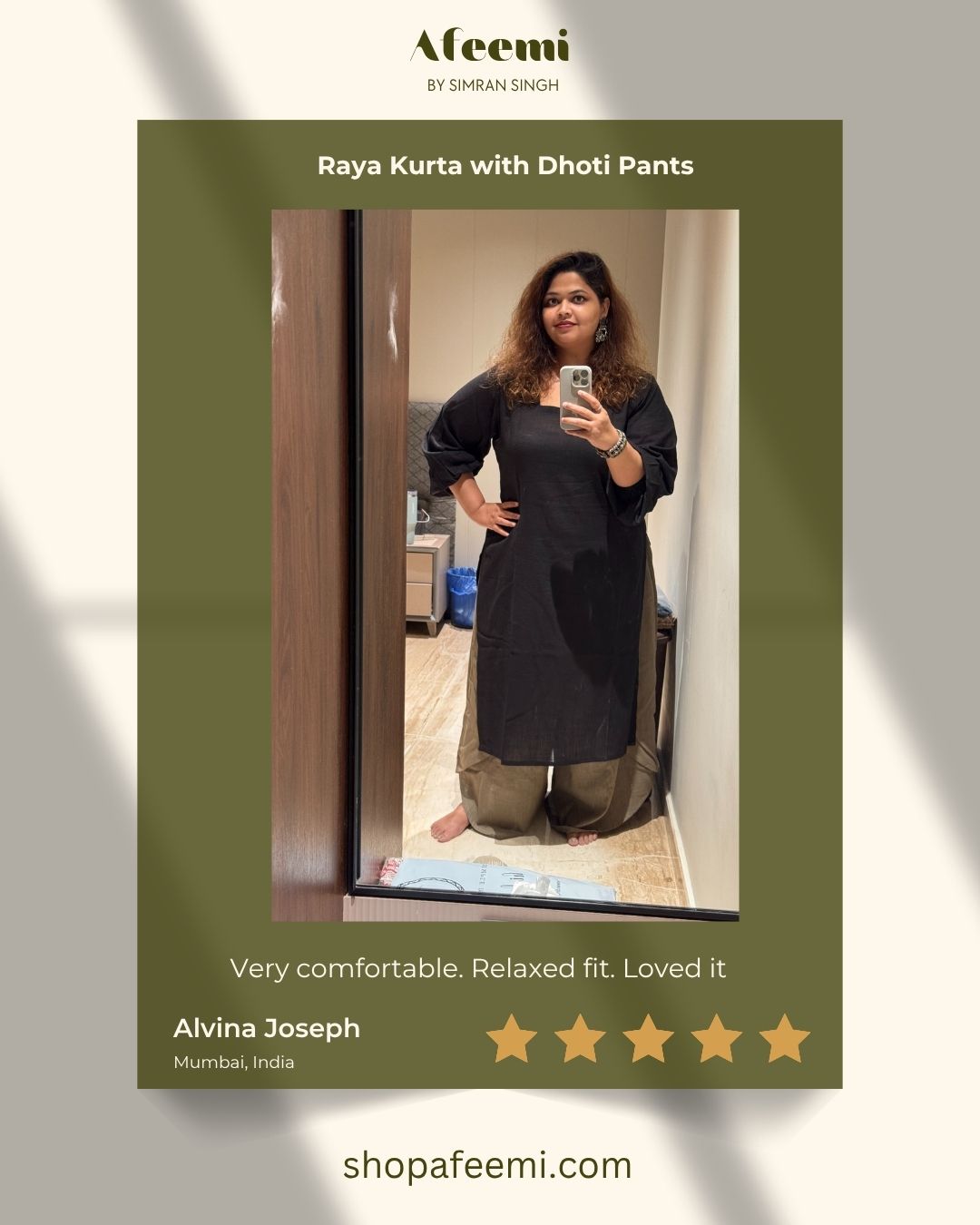 Black Raya Kurta with Dhoti Pants
