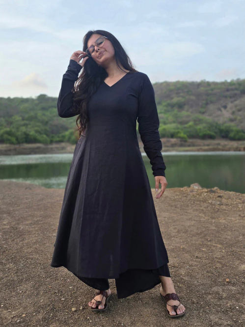 Black Kali kurta with Dhoti set