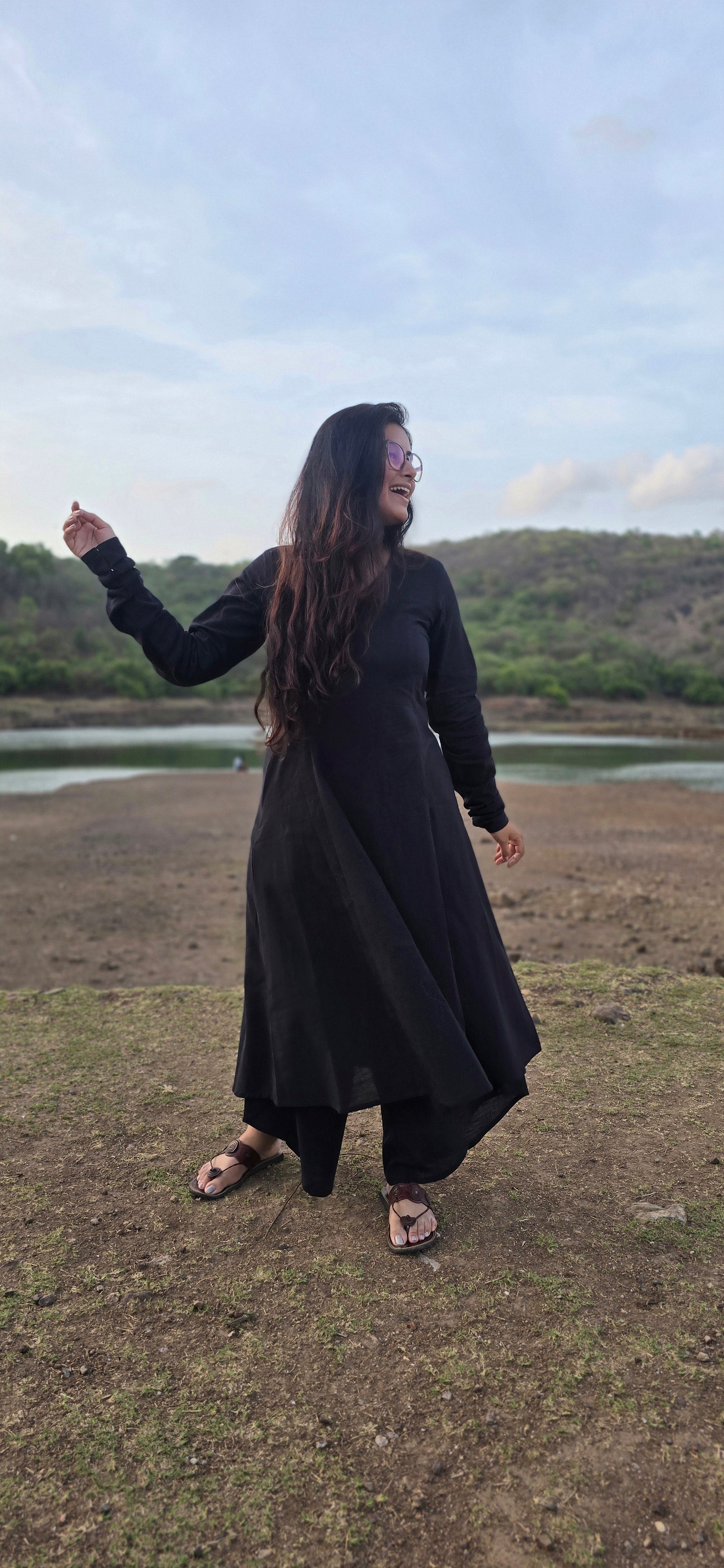 Black Kali kurta with Dhoti set