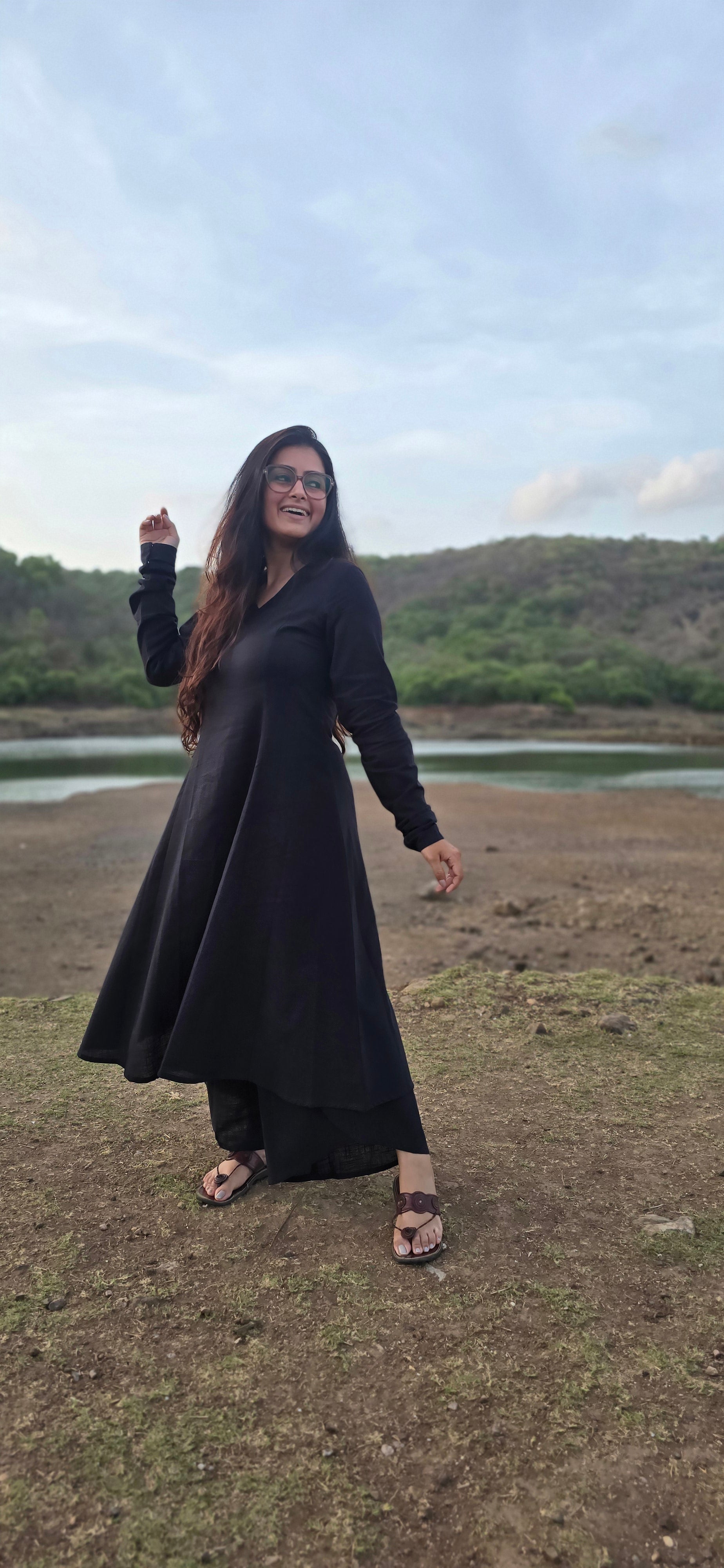 Black Kali kurta with Dhoti set