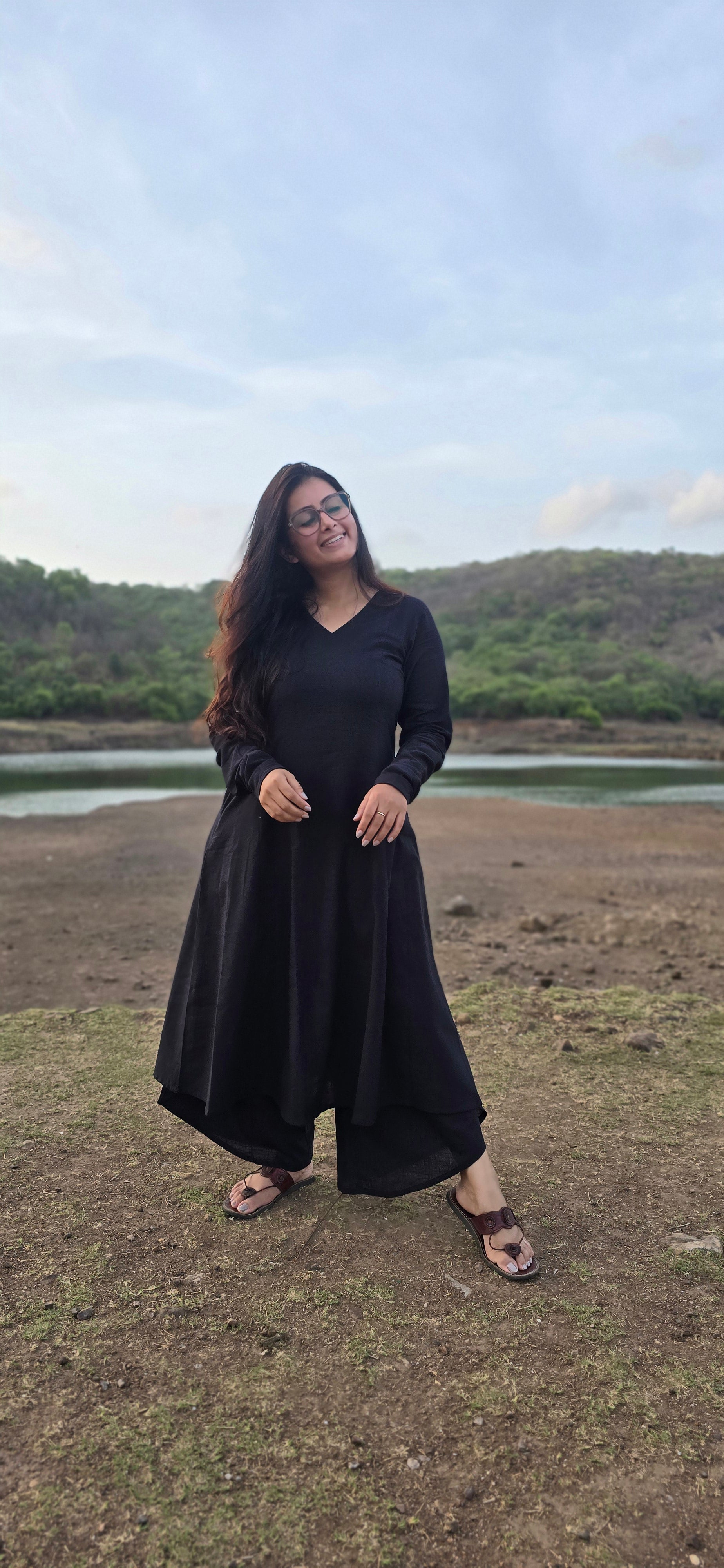 Black Kali kurta with Dhoti set