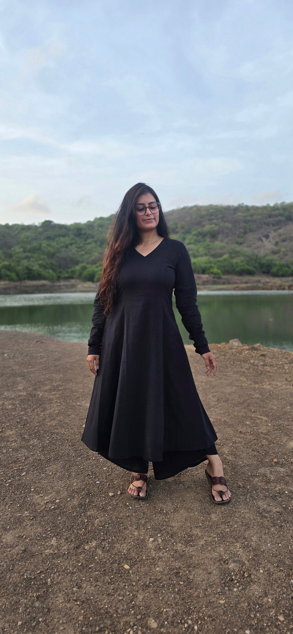 Black Kali kurta with Dhoti set