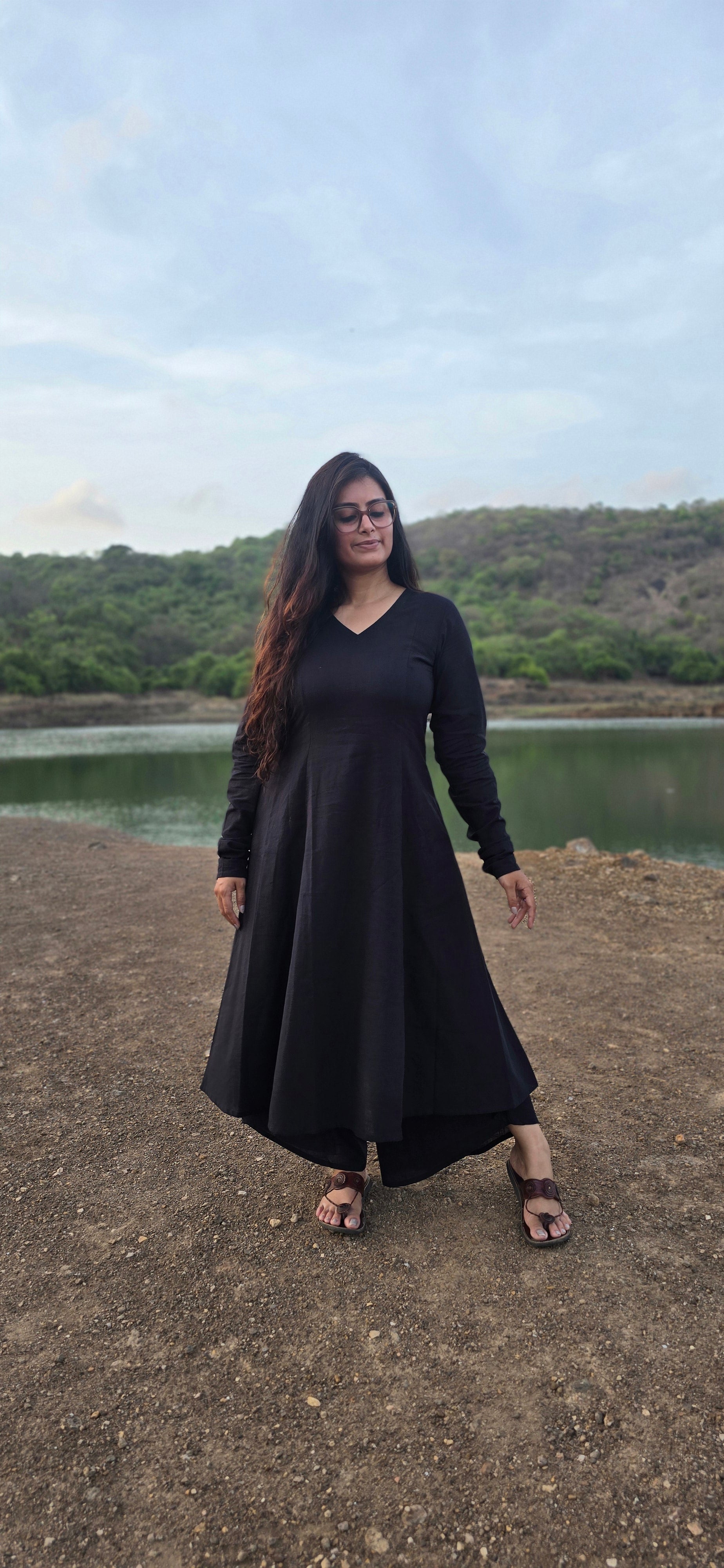Black Kali kurta with Dhoti set
