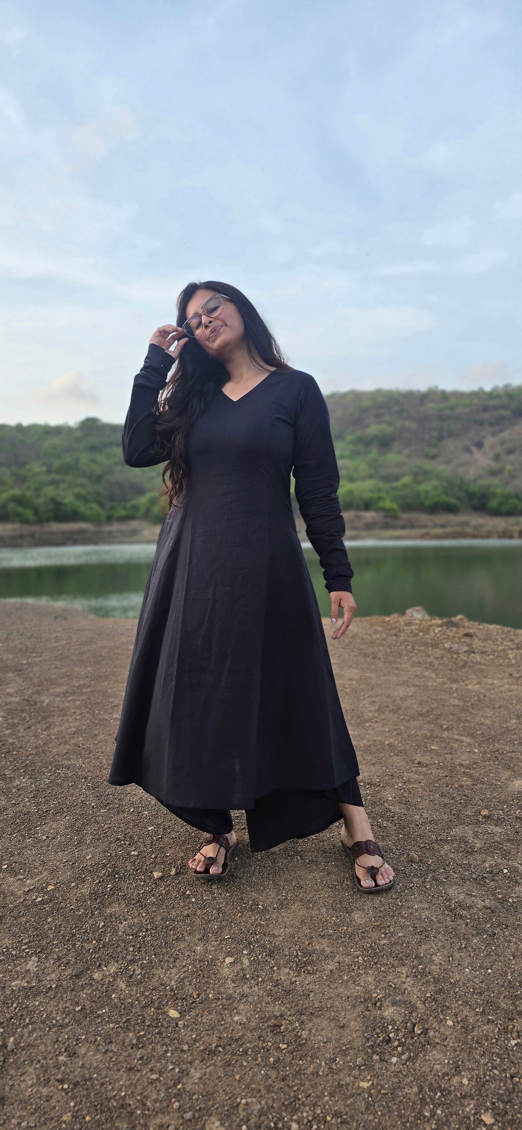 Black Kali kurta with Dhoti set