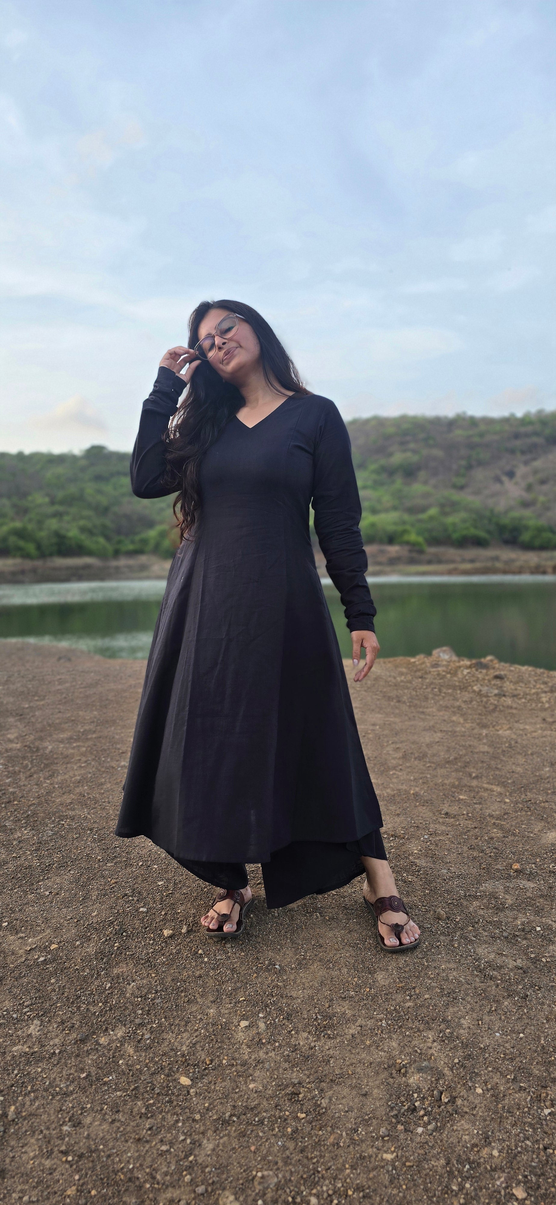 Black Kali kurta with Dhoti set