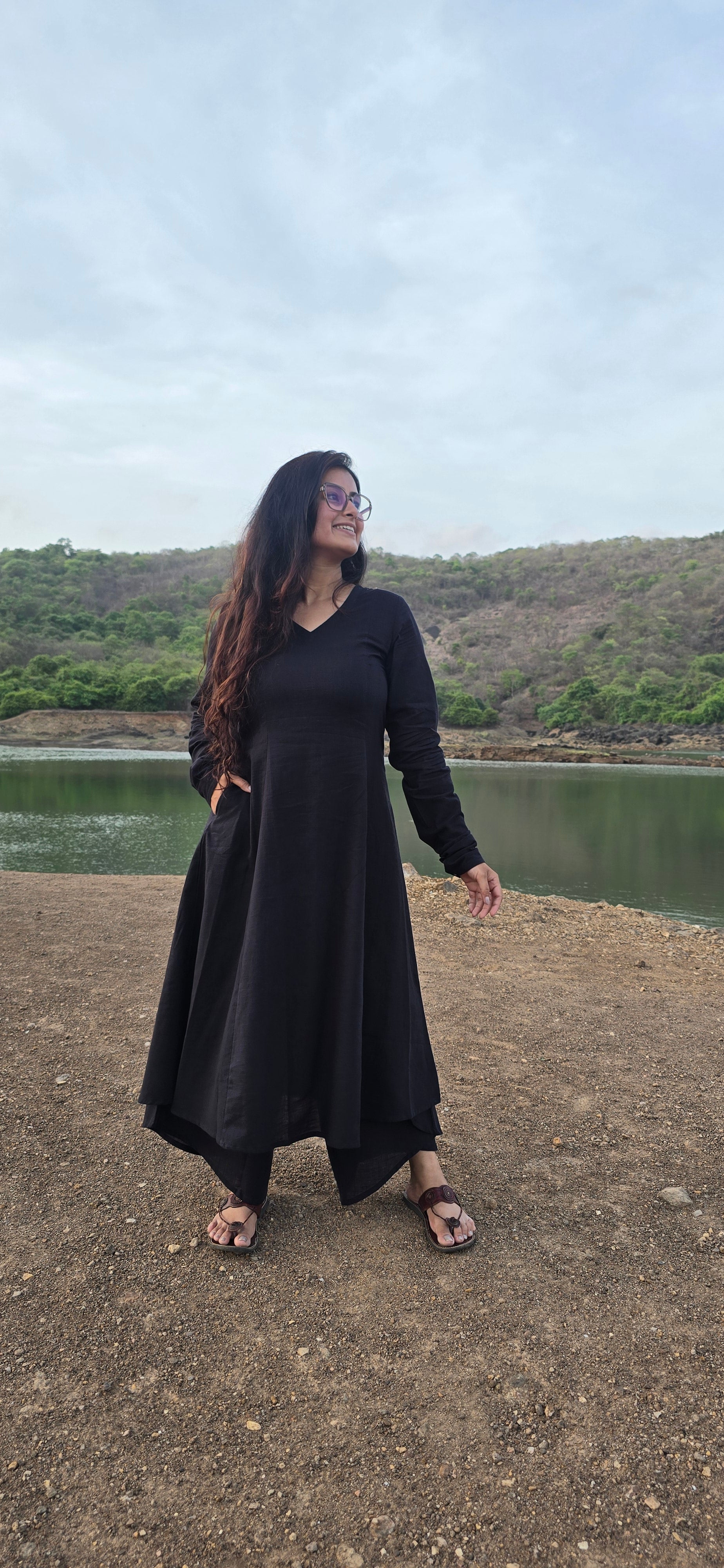 Black Kali kurta with Dhoti set