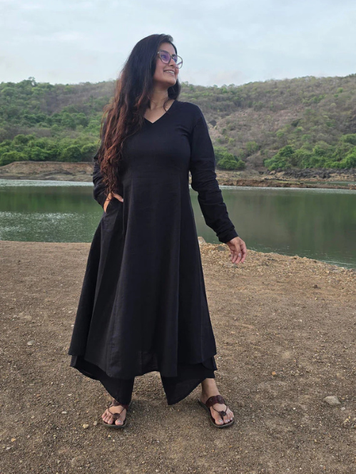 Black Kali kurta with Dhoti set