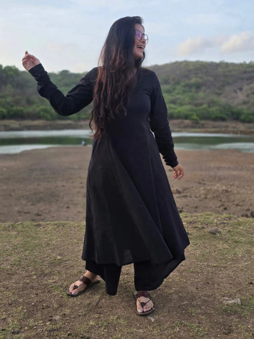 Black Kali kurta with Dhoti set