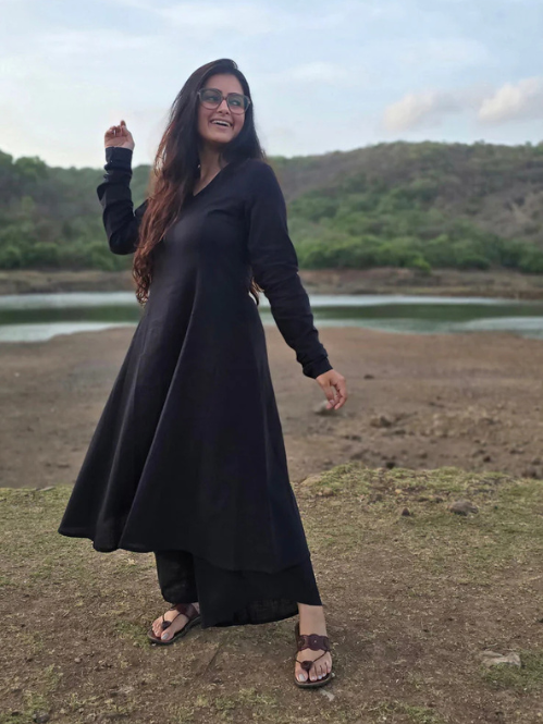 Black Kali kurta with Dhoti set