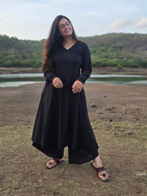 Black Kali kurta with Dhoti set