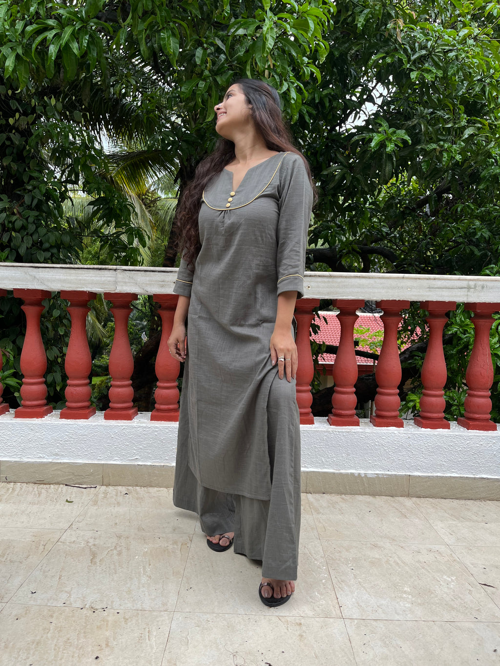 Noor Kurta with Palazzo in Grey