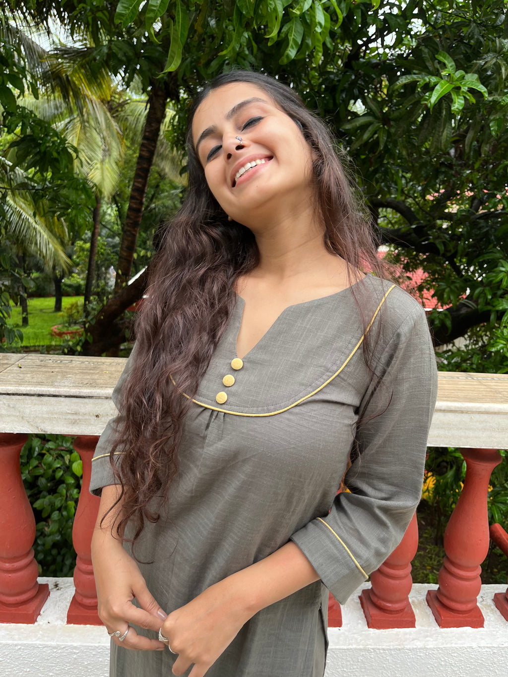 Noor Kurta with Palazzo in Grey