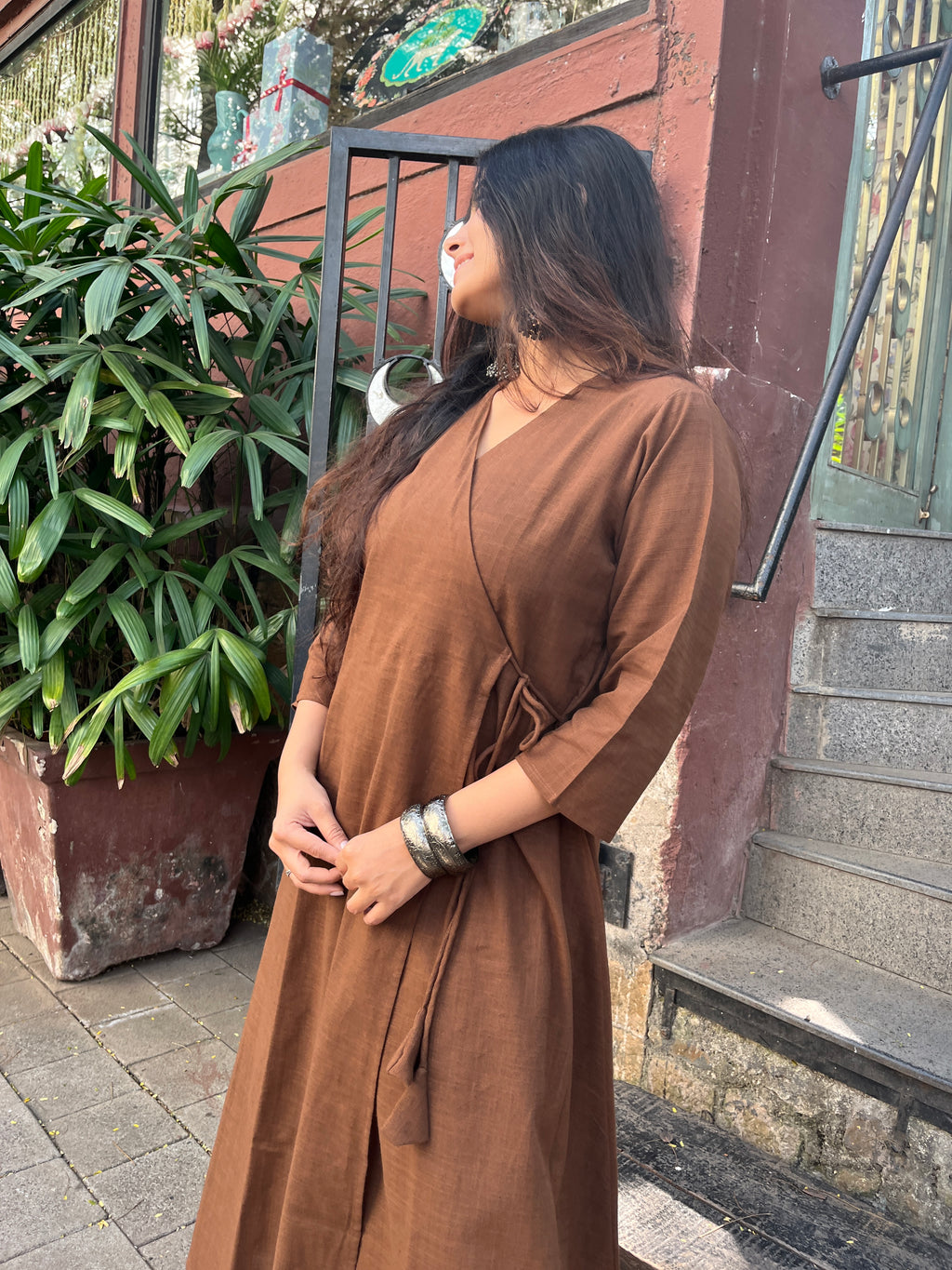 Angarakha Suit Set in Dark mocha brown