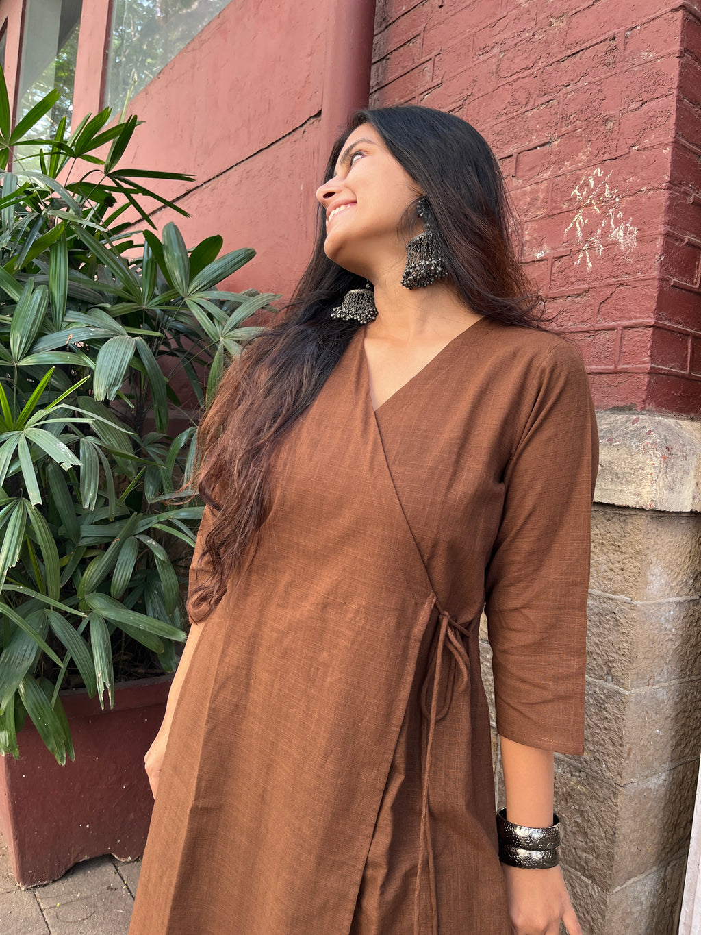 Angarakha Suit Set in Dark mocha brown