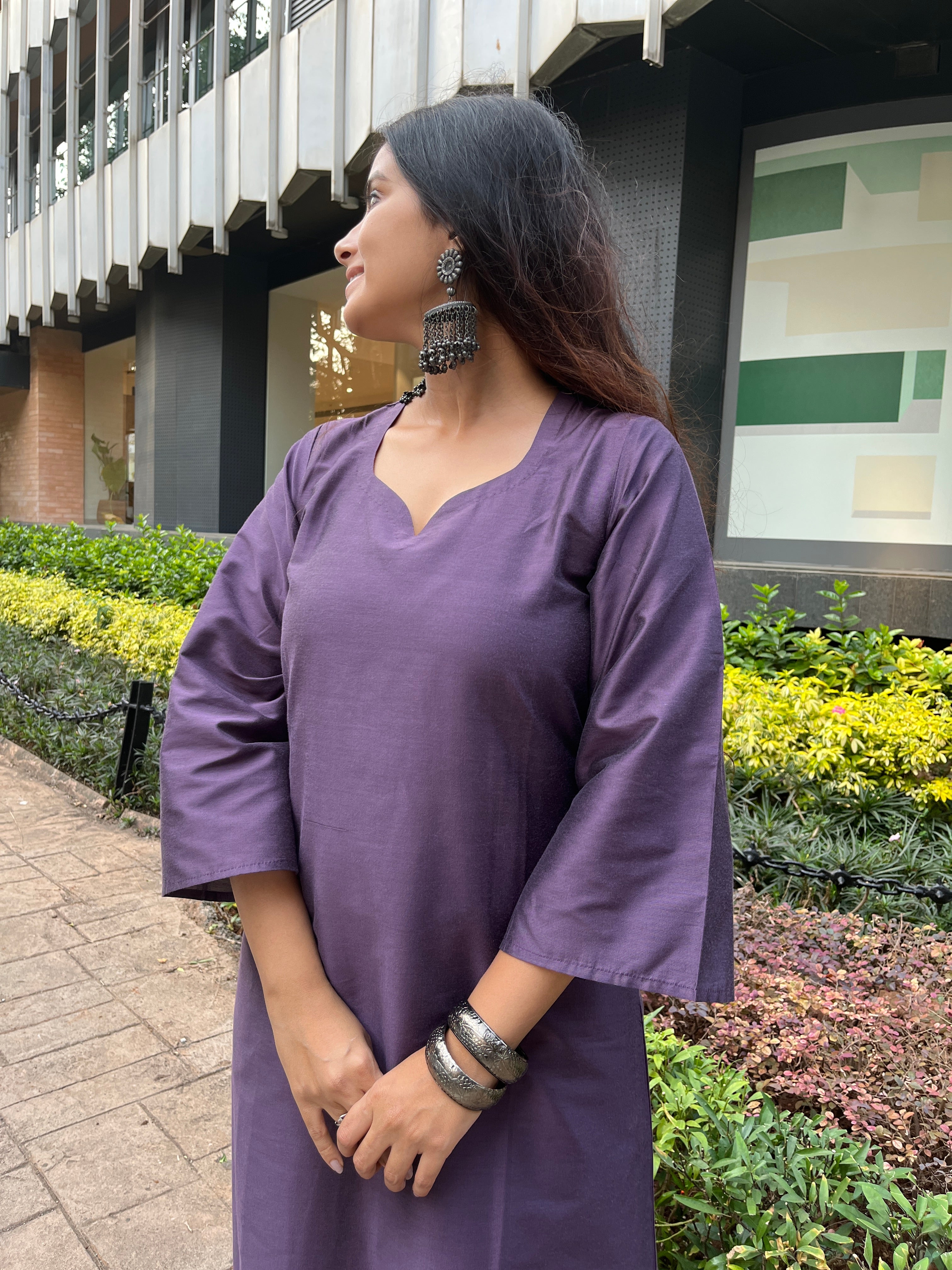 Meher silk kurta set in purple