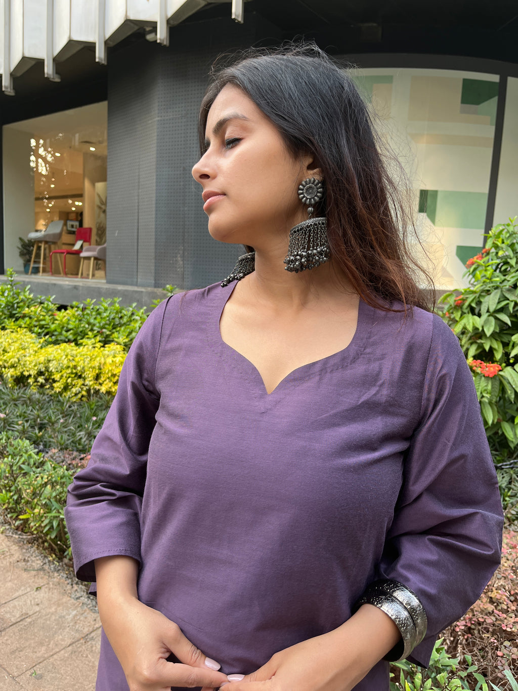 Meher silk kurta set in purple