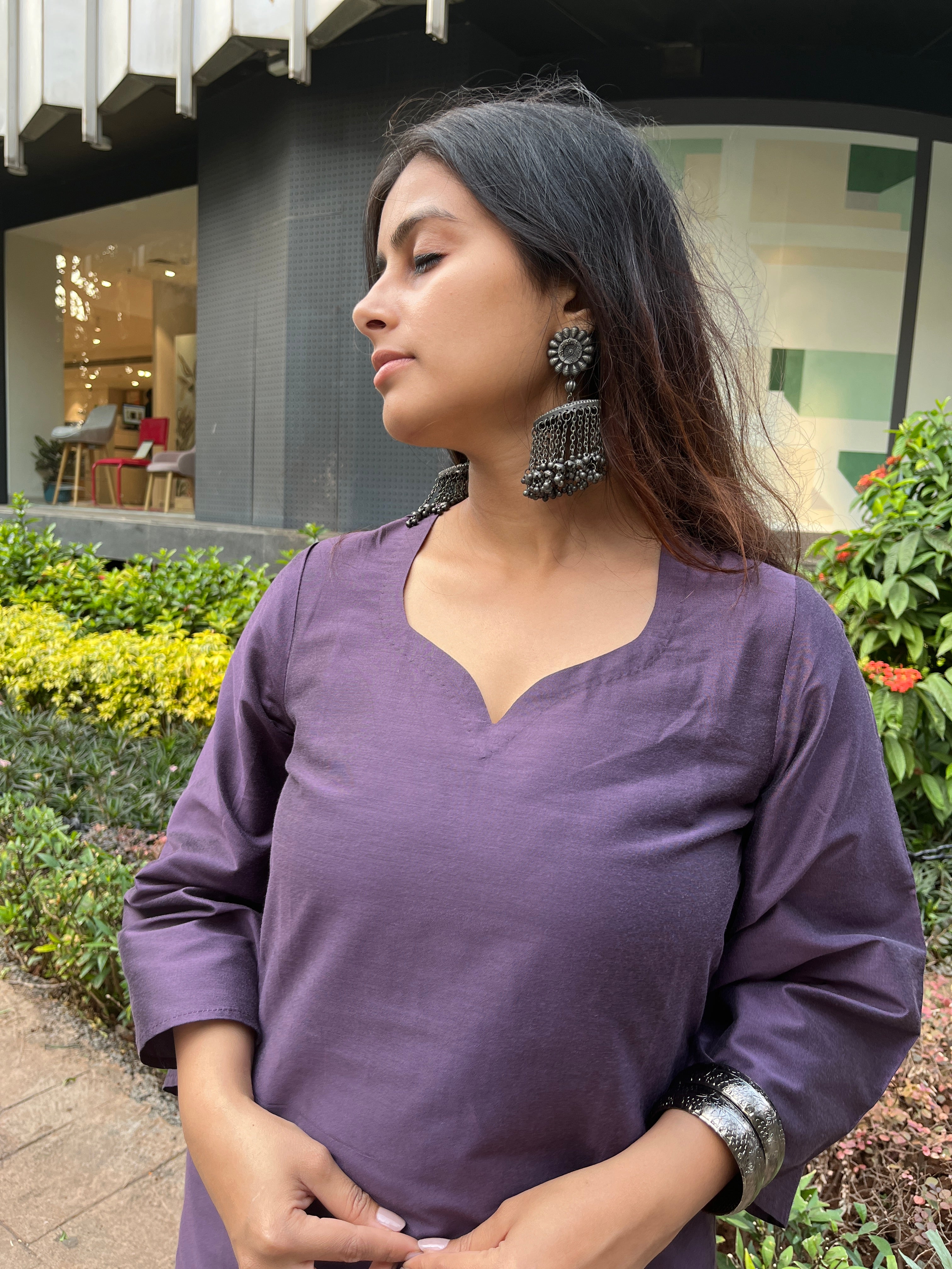 Meher silk kurta set in purple