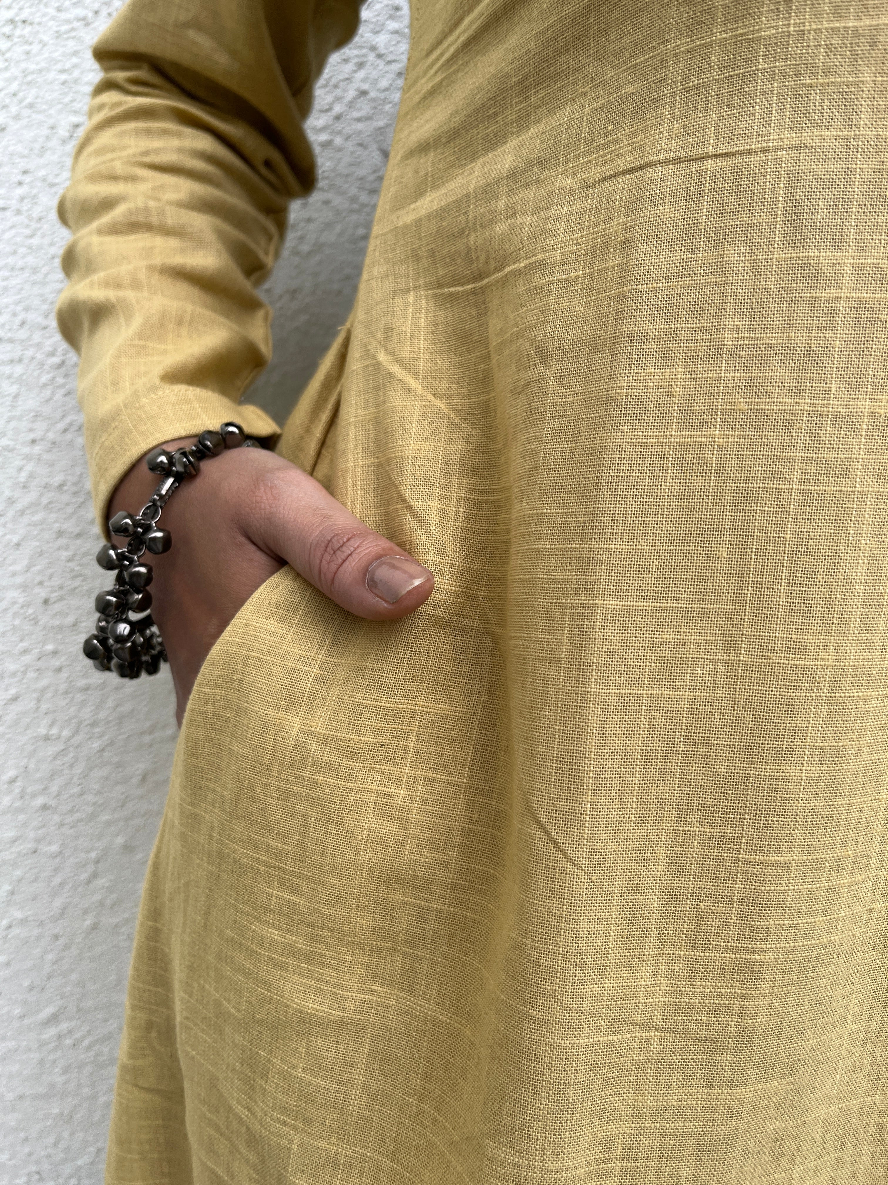 Square neck Kurta with Palazzo pants in Daffodil