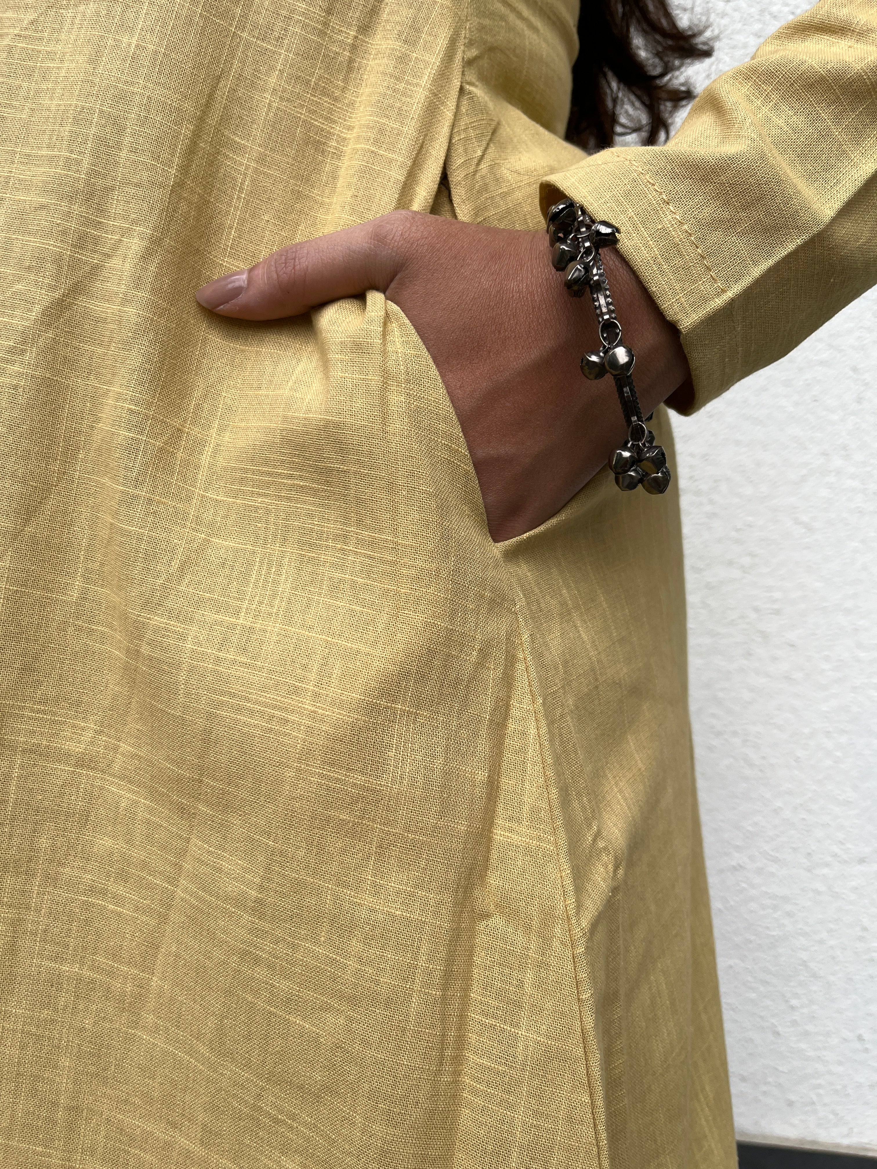 Square neck Kurta with Palazzo pants in Daffodil