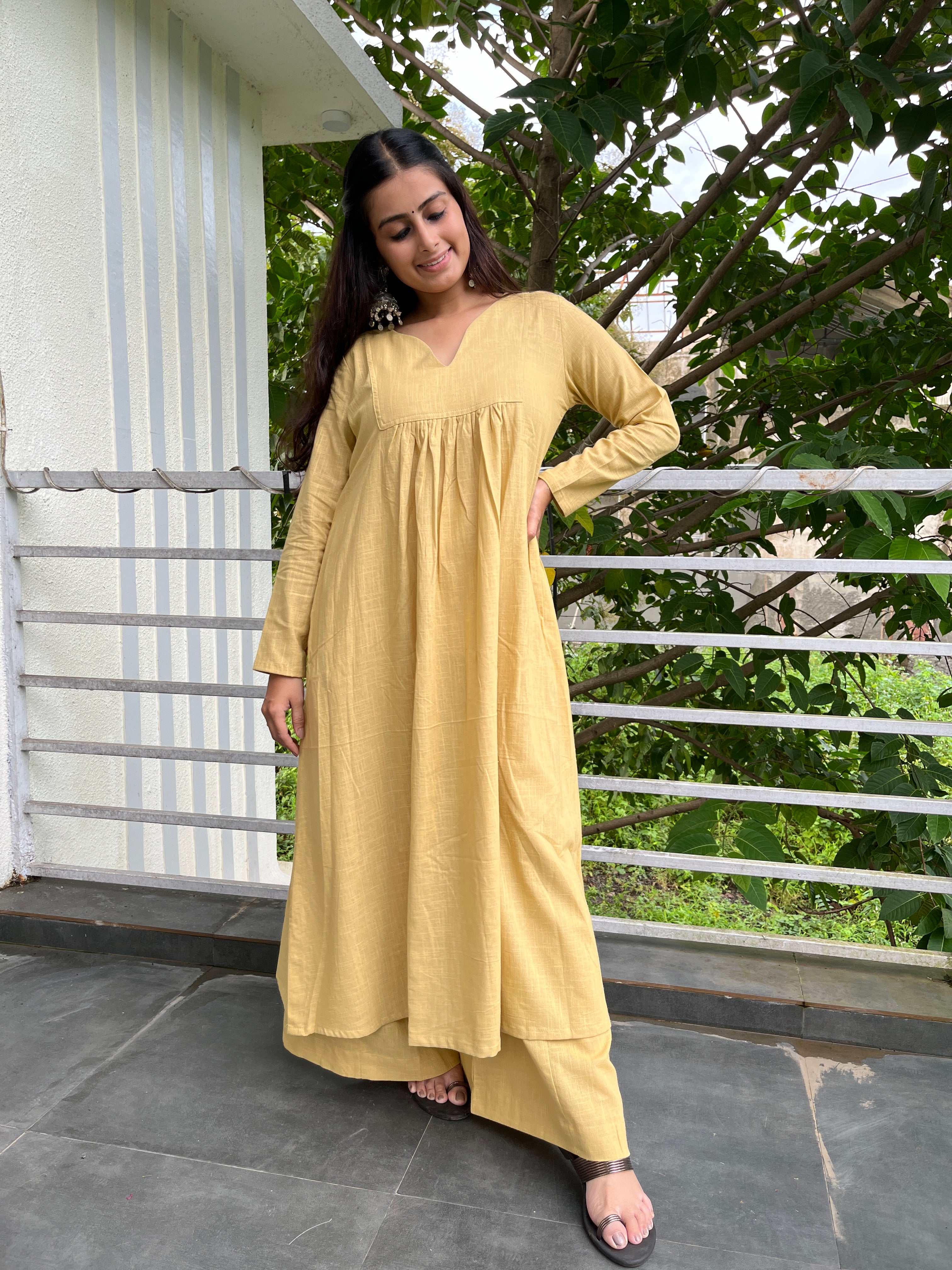 Daffodil Gher Kurta with Palazzo