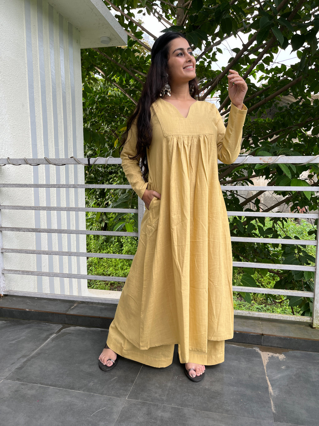 Daffodil Gher Kurta with Palazzo