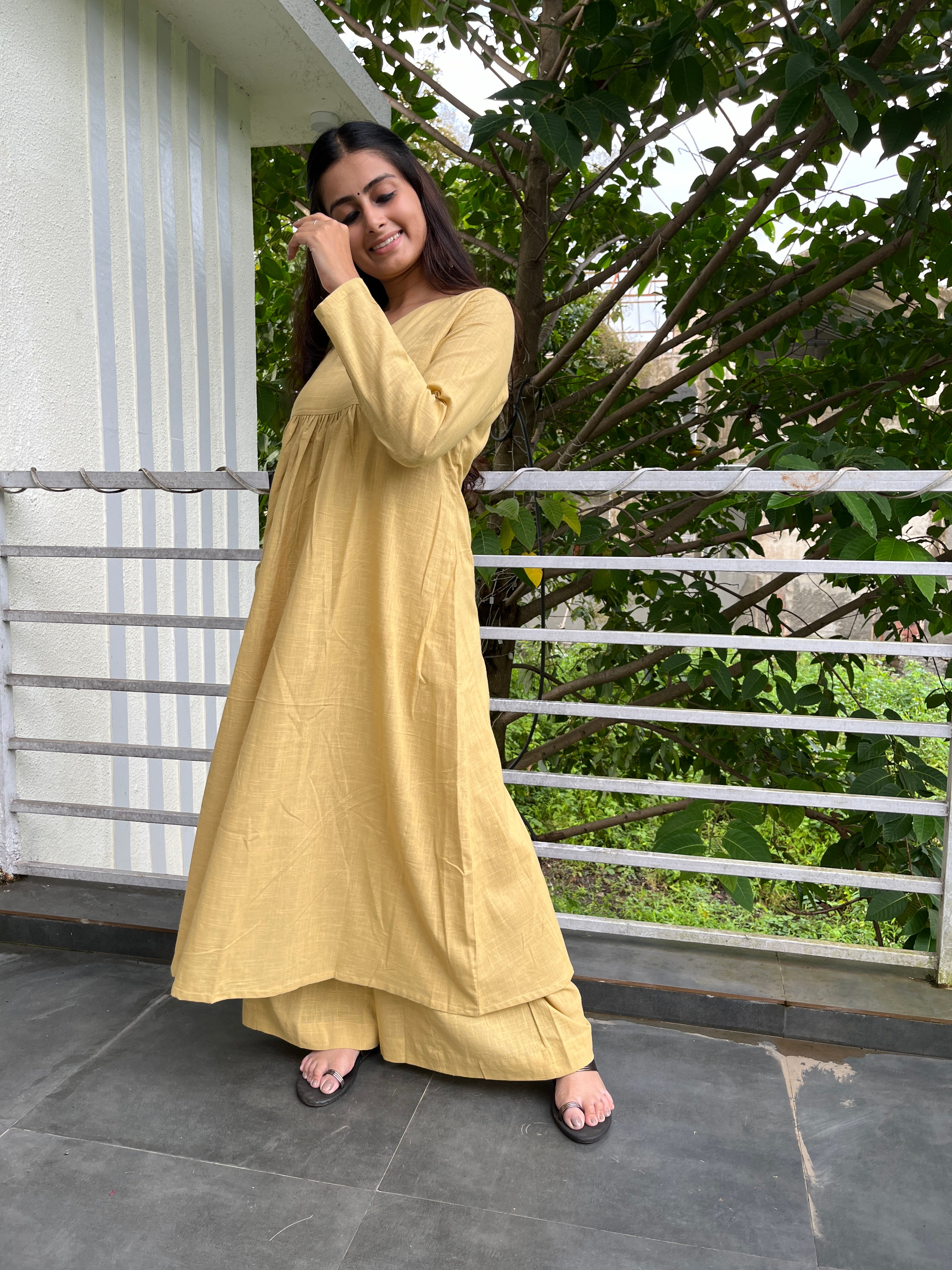 Daffodil Gher Kurta with Palazzo