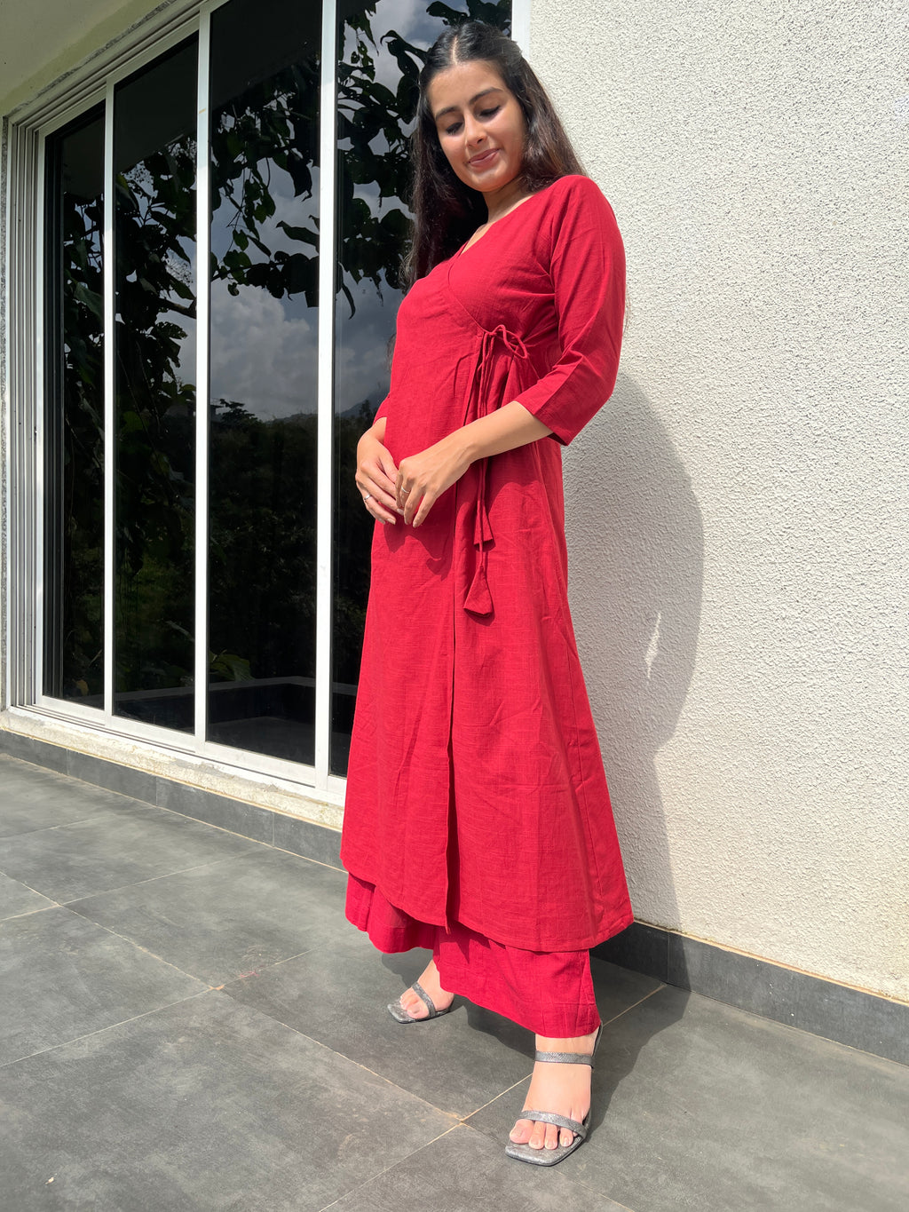 Angarakha Suit Set in Light Maroon