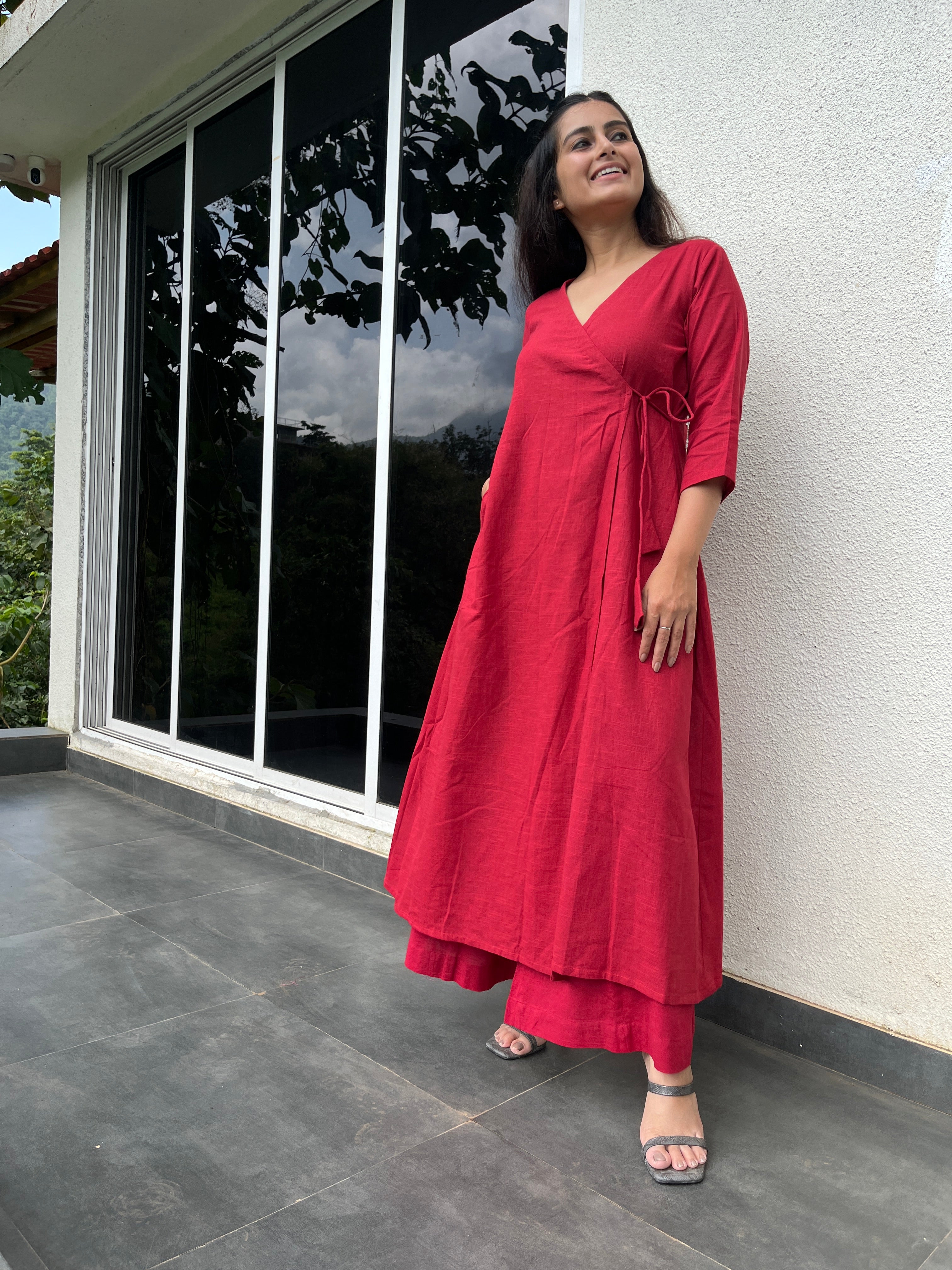 Angarakha Suit Set in Light Maroon