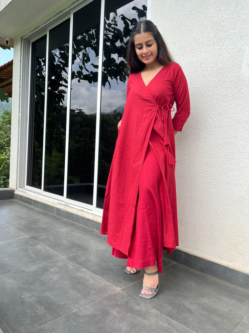 Angarakha Suit Set in Light Maroon