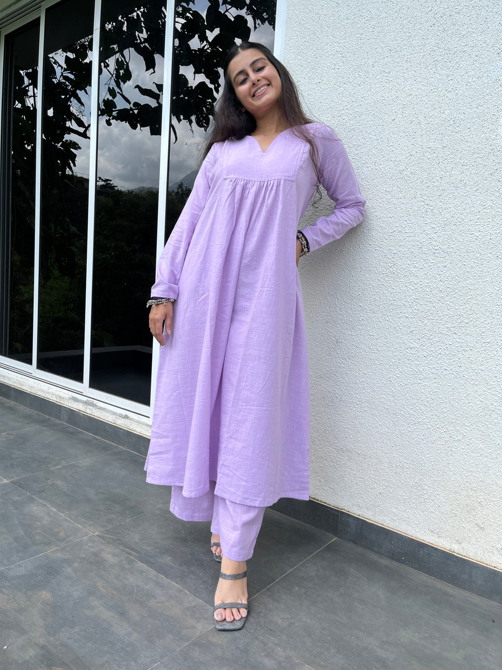 Lilac Gher Kurta with Palazzo