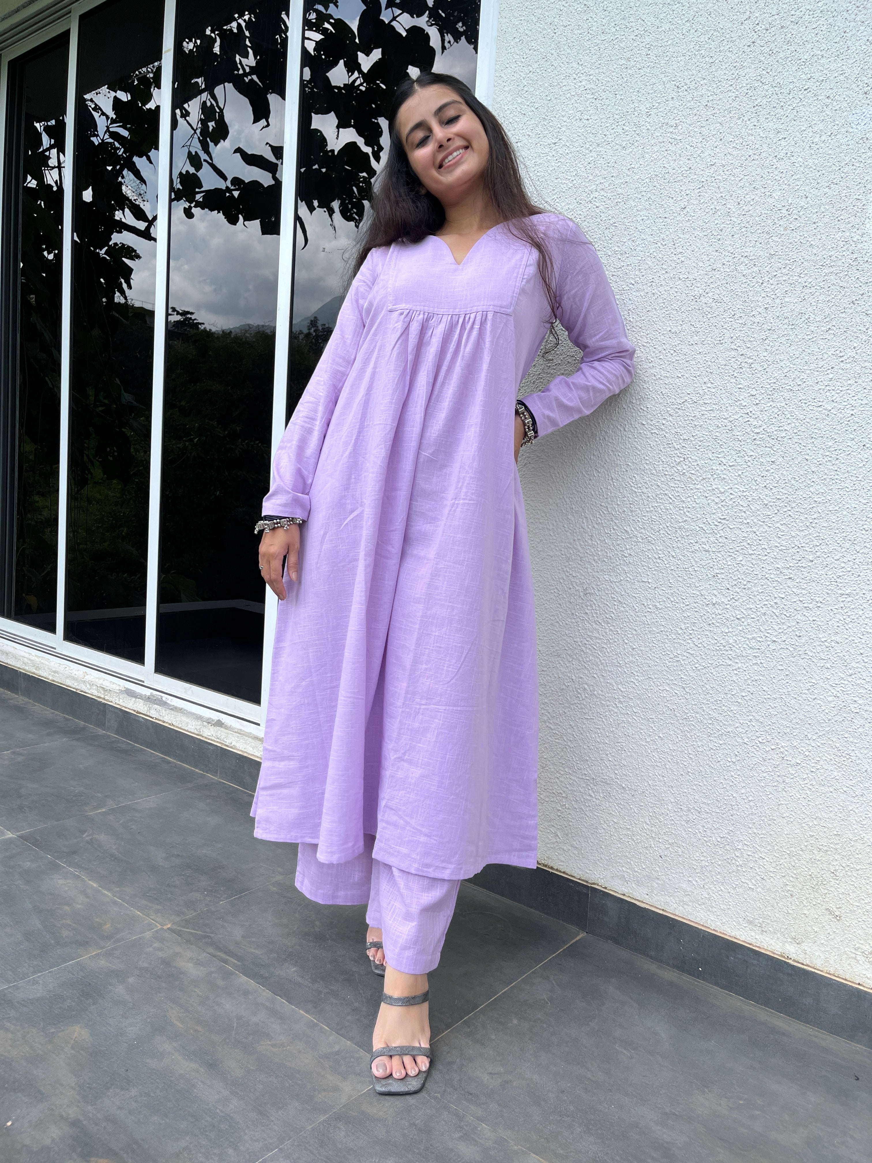 Lilac Gher Kurta with Palazzo