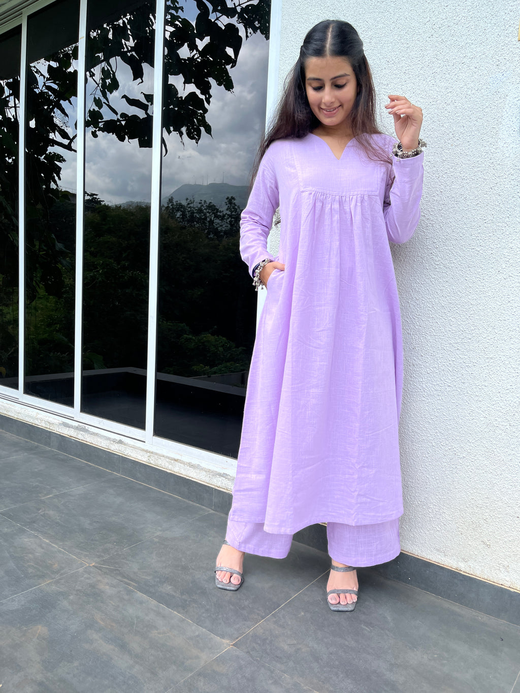 Lilac Gher Kurta