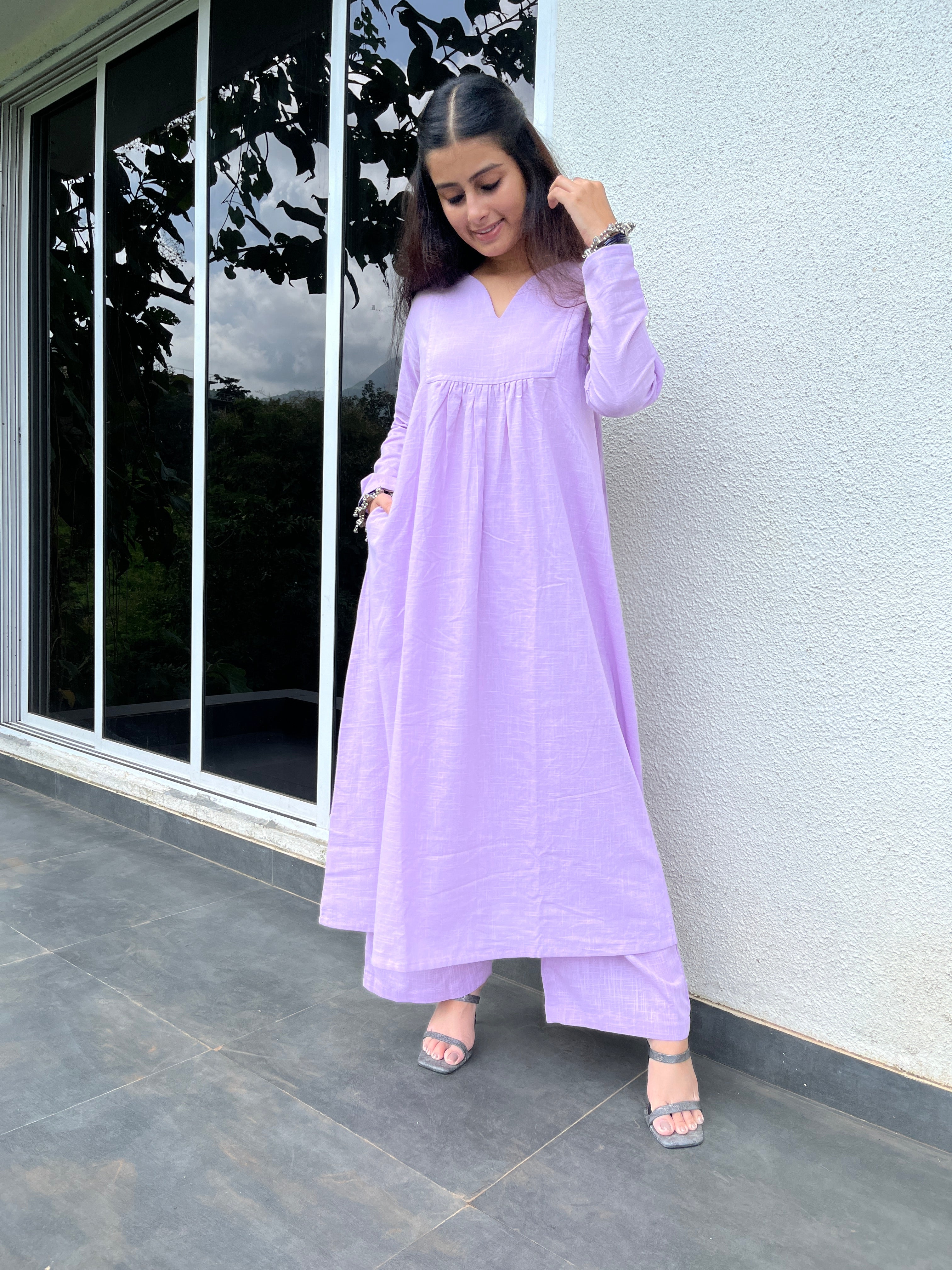 Lilac Gher Kurta