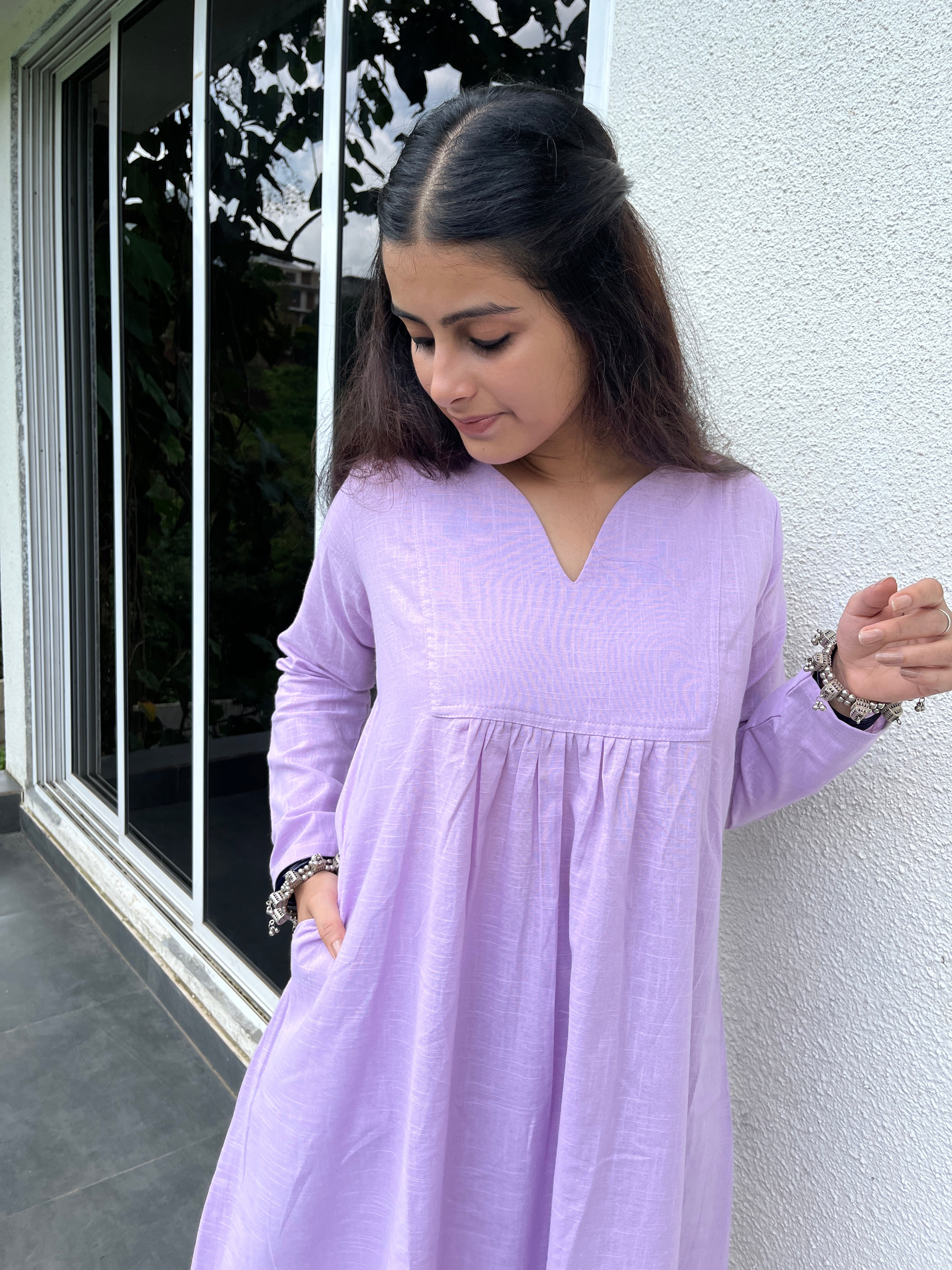 Lilac Gher Kurta with Palazzo