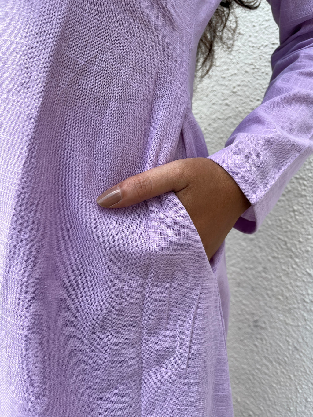 Square neck Kurta with Palazzo pants in Lilac