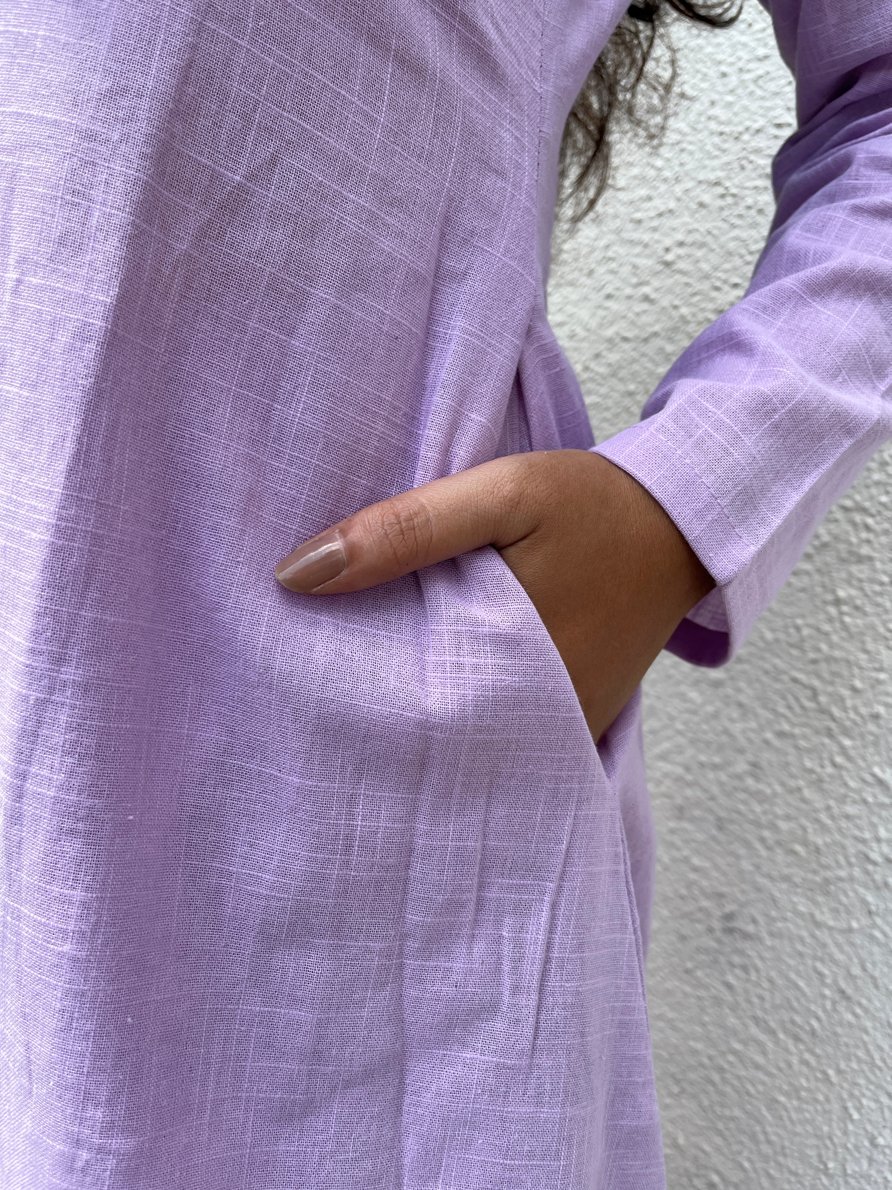 Square neck Kurta with Palazzo pants in Lilac