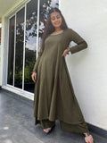 Dark Olive Kali cut Kurta with Palazzo
