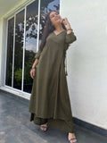 Angarakha kurta with Palazzo Dark olive