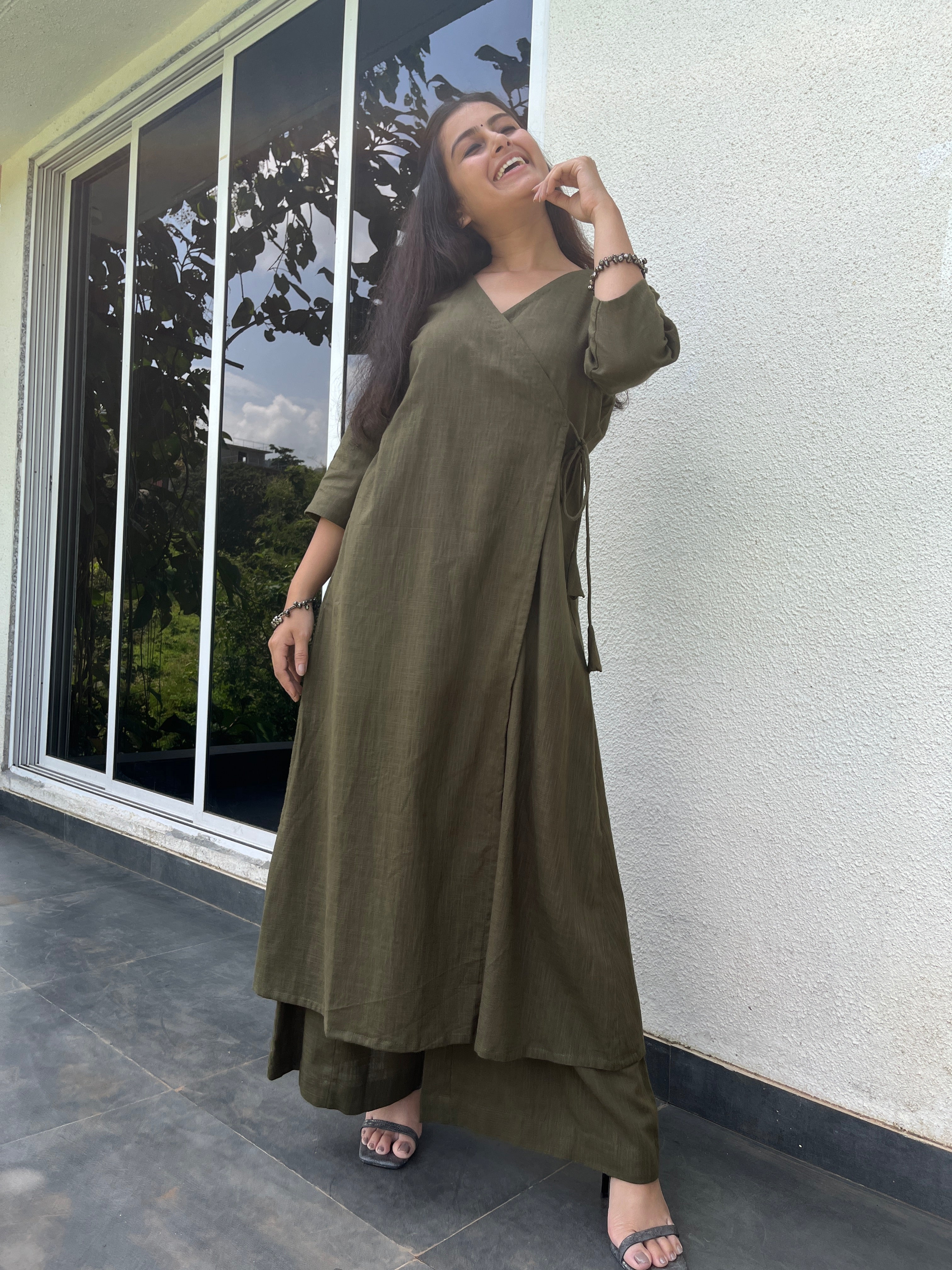 Angarakha Suit Set in Dark Olive