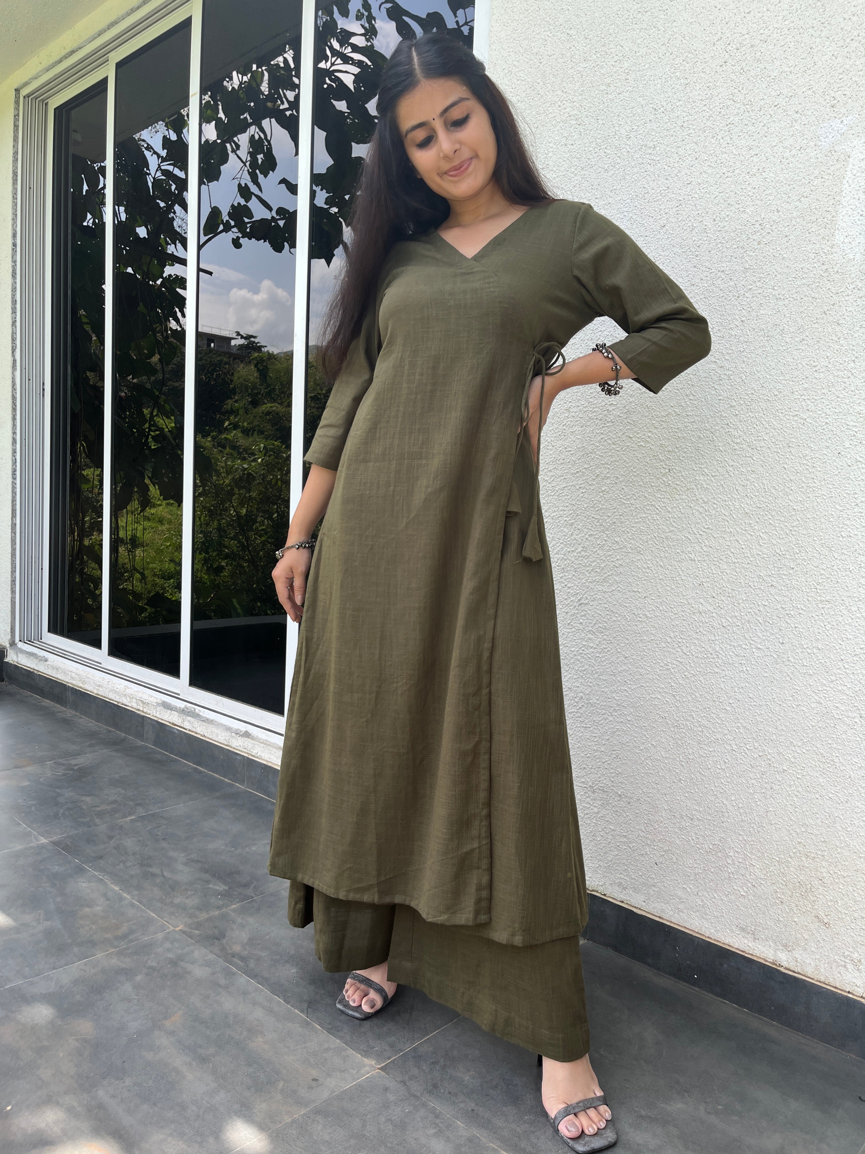 Angarakha Suit Set in Dark Olive