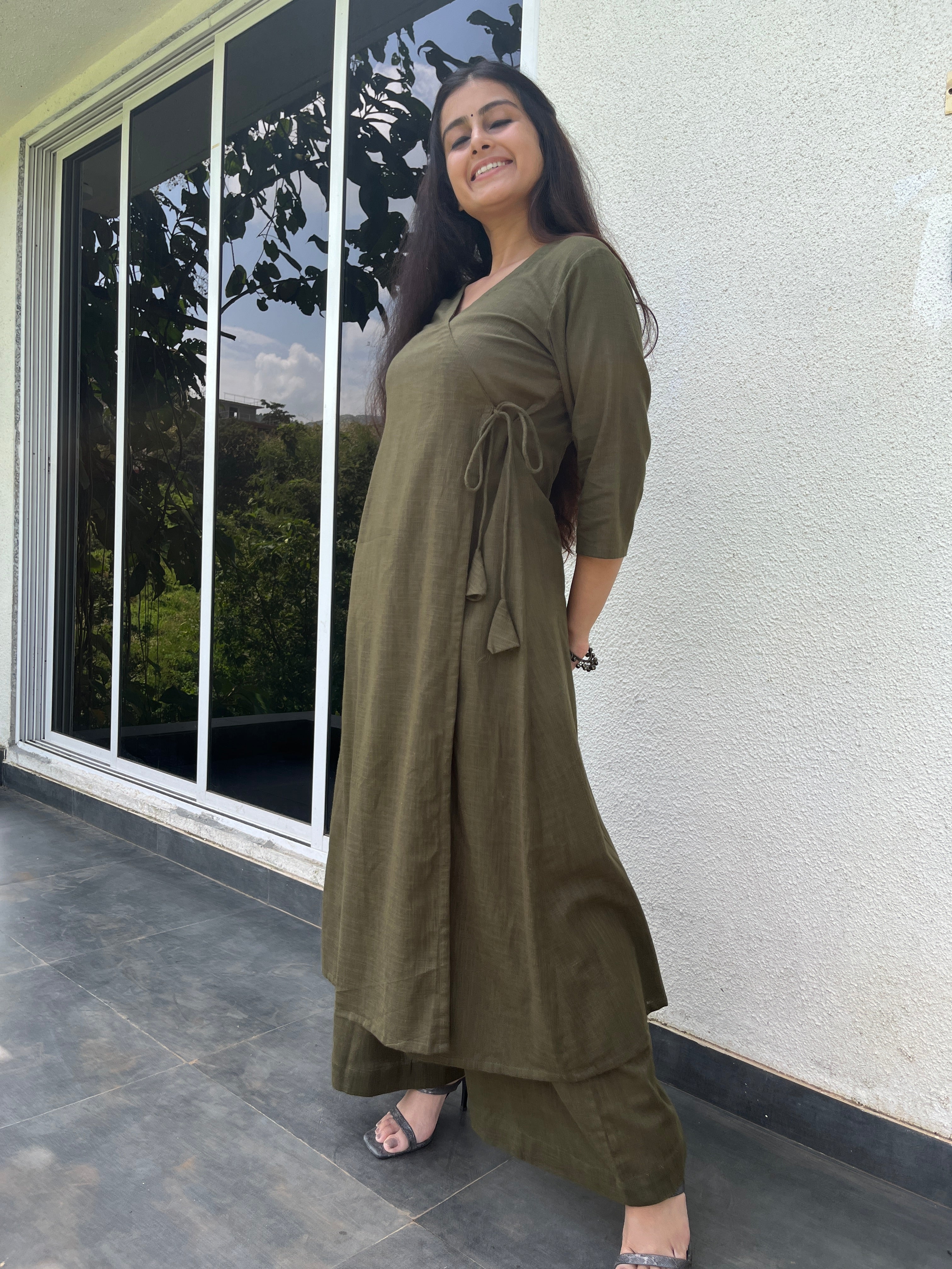 Angarakha Suit Set in Dark Olive