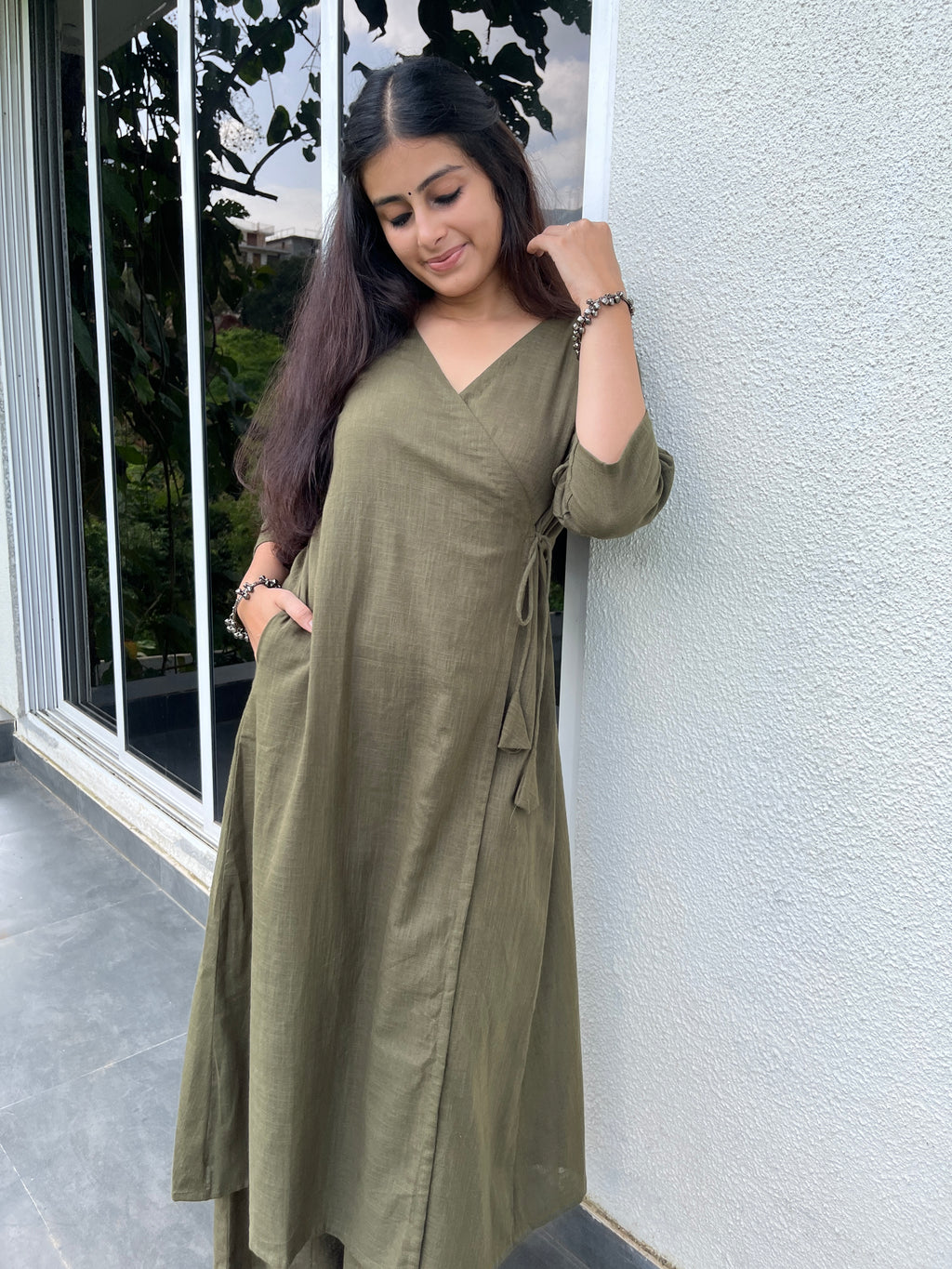 Dark Olive Angarakha Kurta
