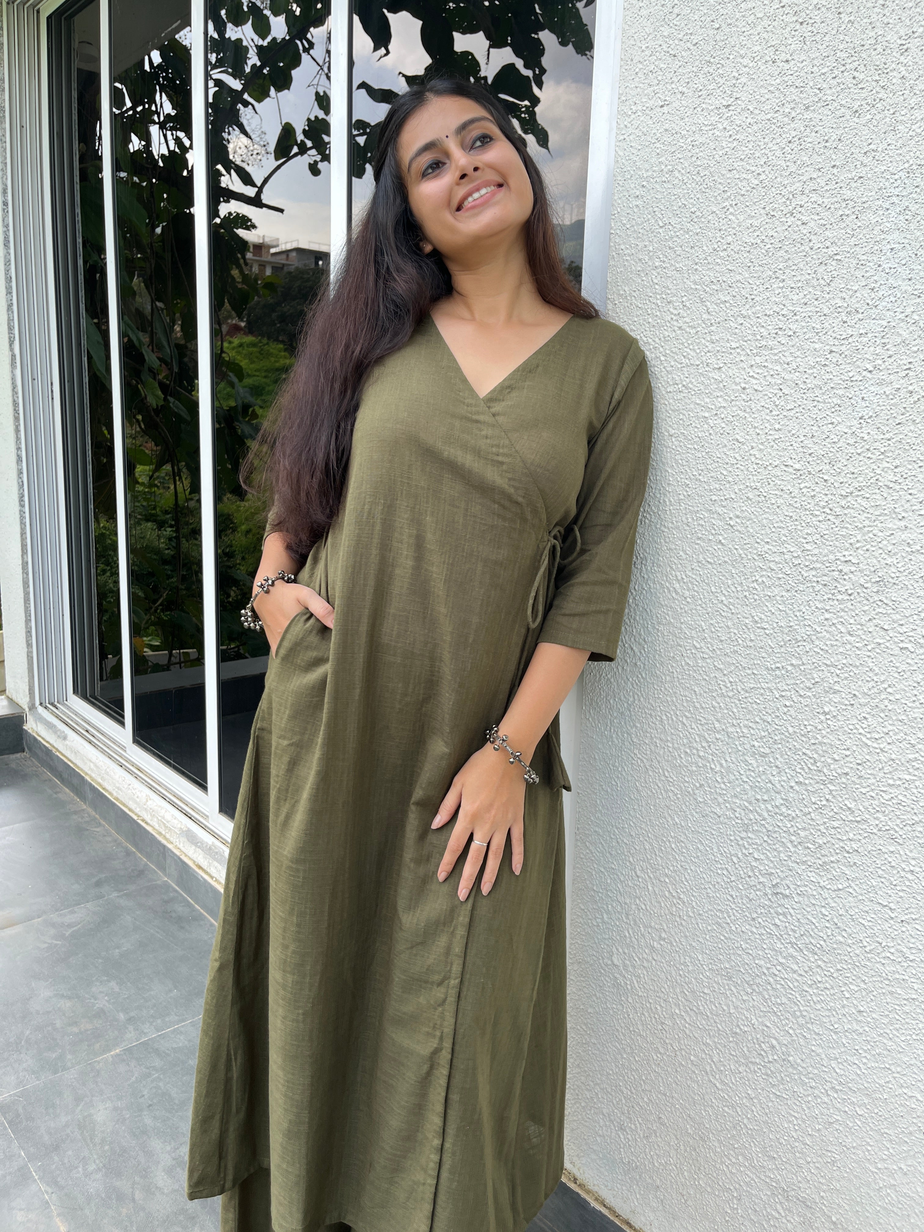 Dark Olive Angarakha Kurta