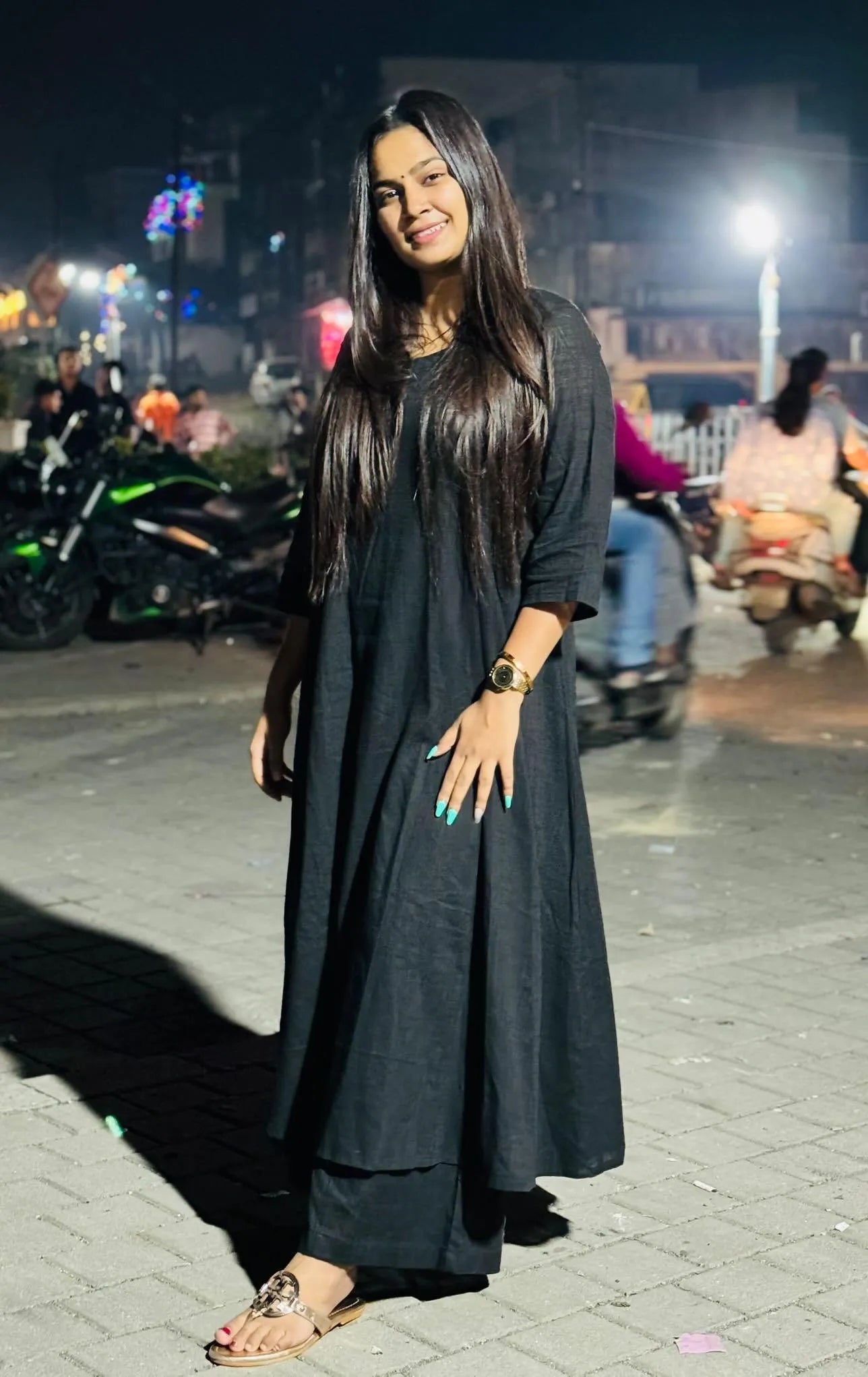 Black Kali cut Kurta with Palazzo