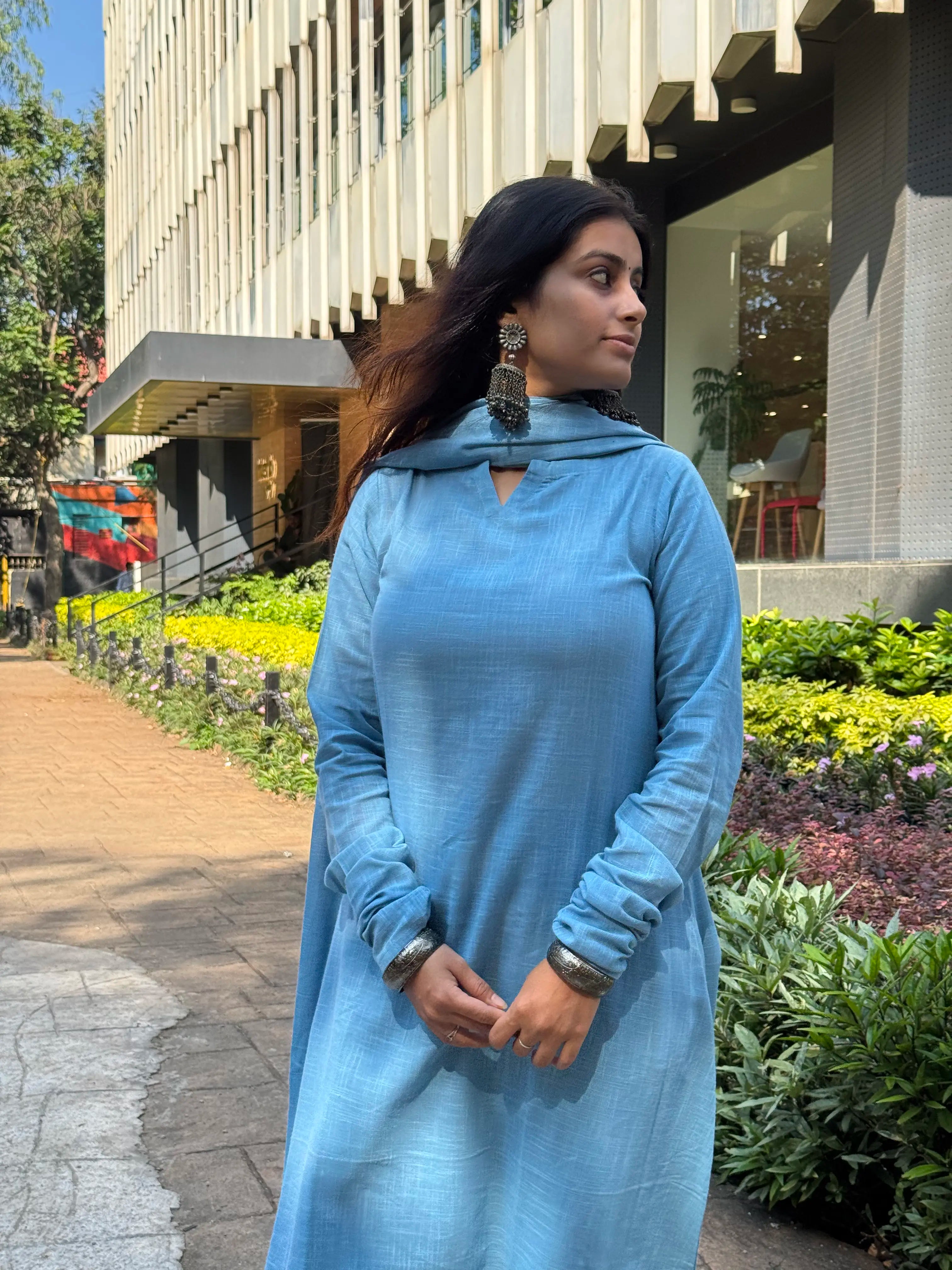 Jheel suit set with Dupatta in baby blue