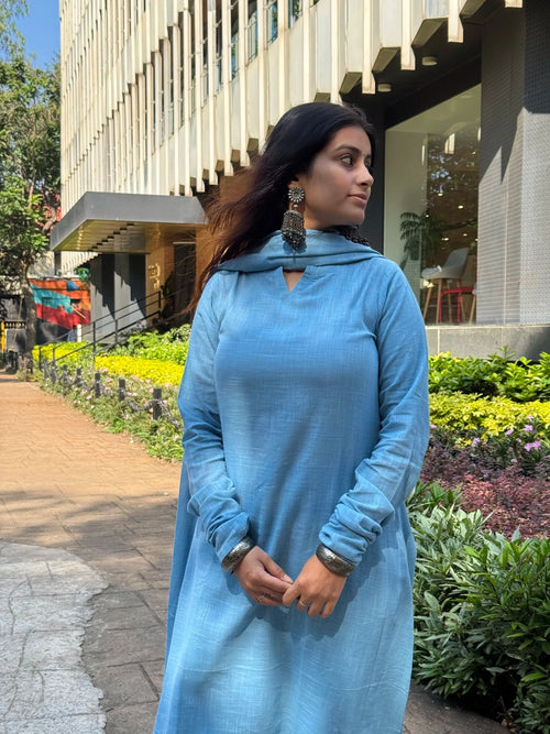 Jheel suit set with Dupatta in baby blue