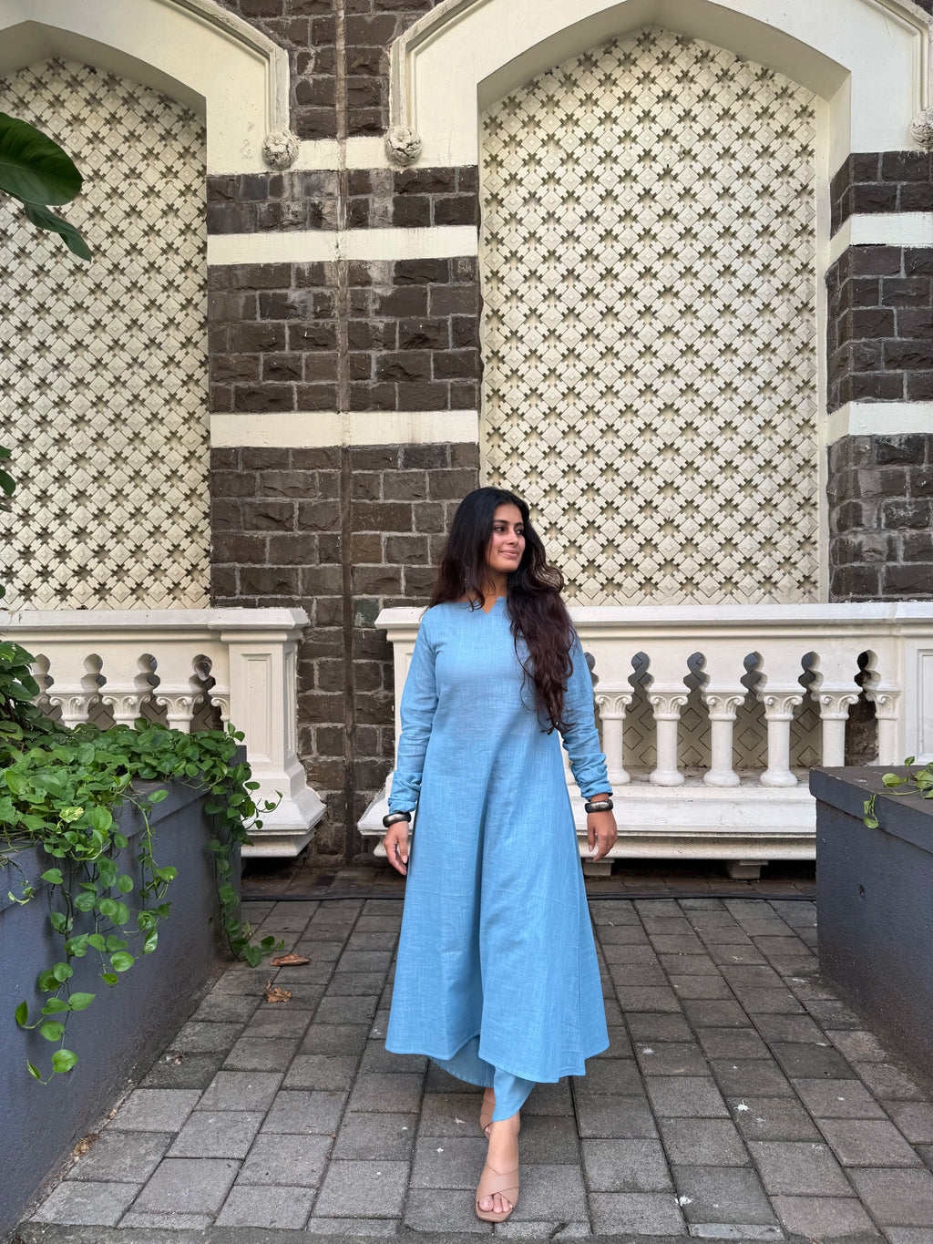 Jheel Kurta with Dhoti Pants in baby blue