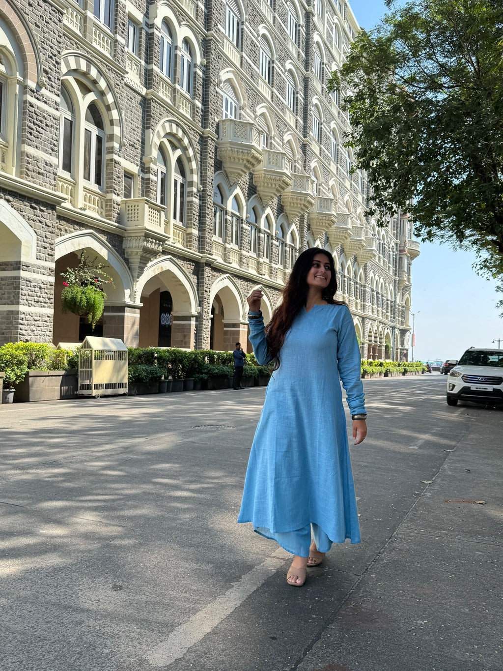 Jheel Kurta with Dhoti Pants in baby blue