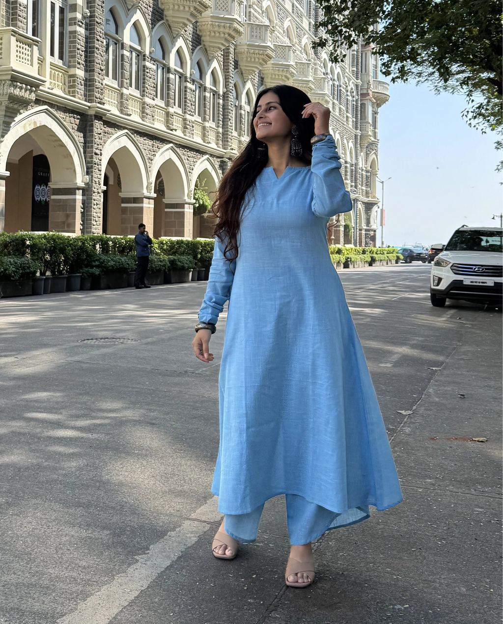 Jheel Kurta with Dhoti Pants in baby blue